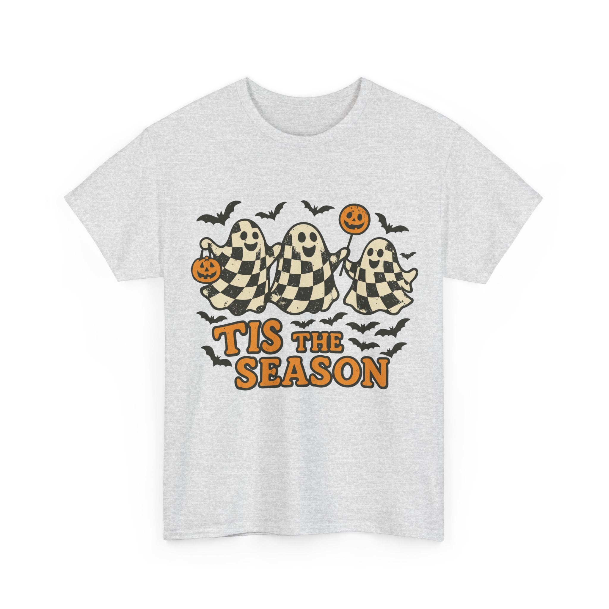 Halloween Ghosts Checker Pattern Unisex Cotton Tee