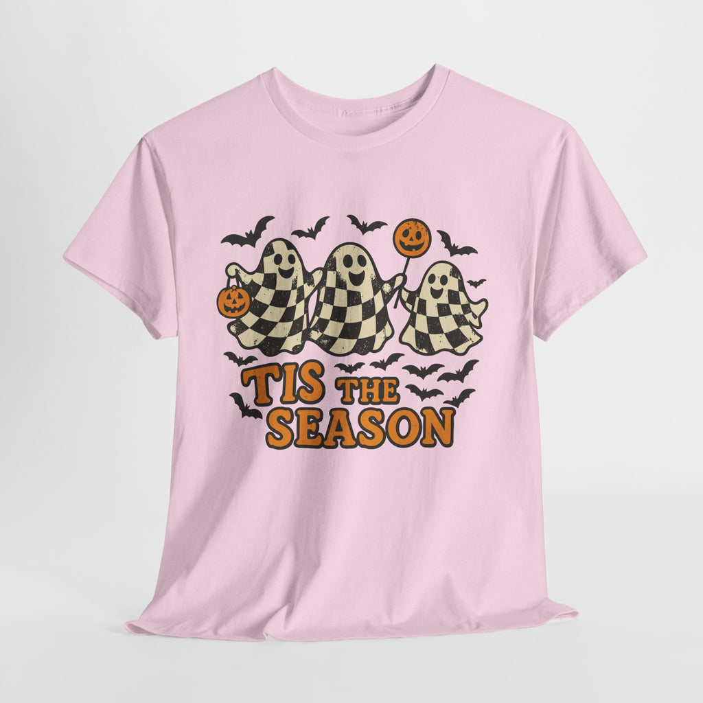 Halloween Ghosts Checker Pattern Unisex Cotton Tee