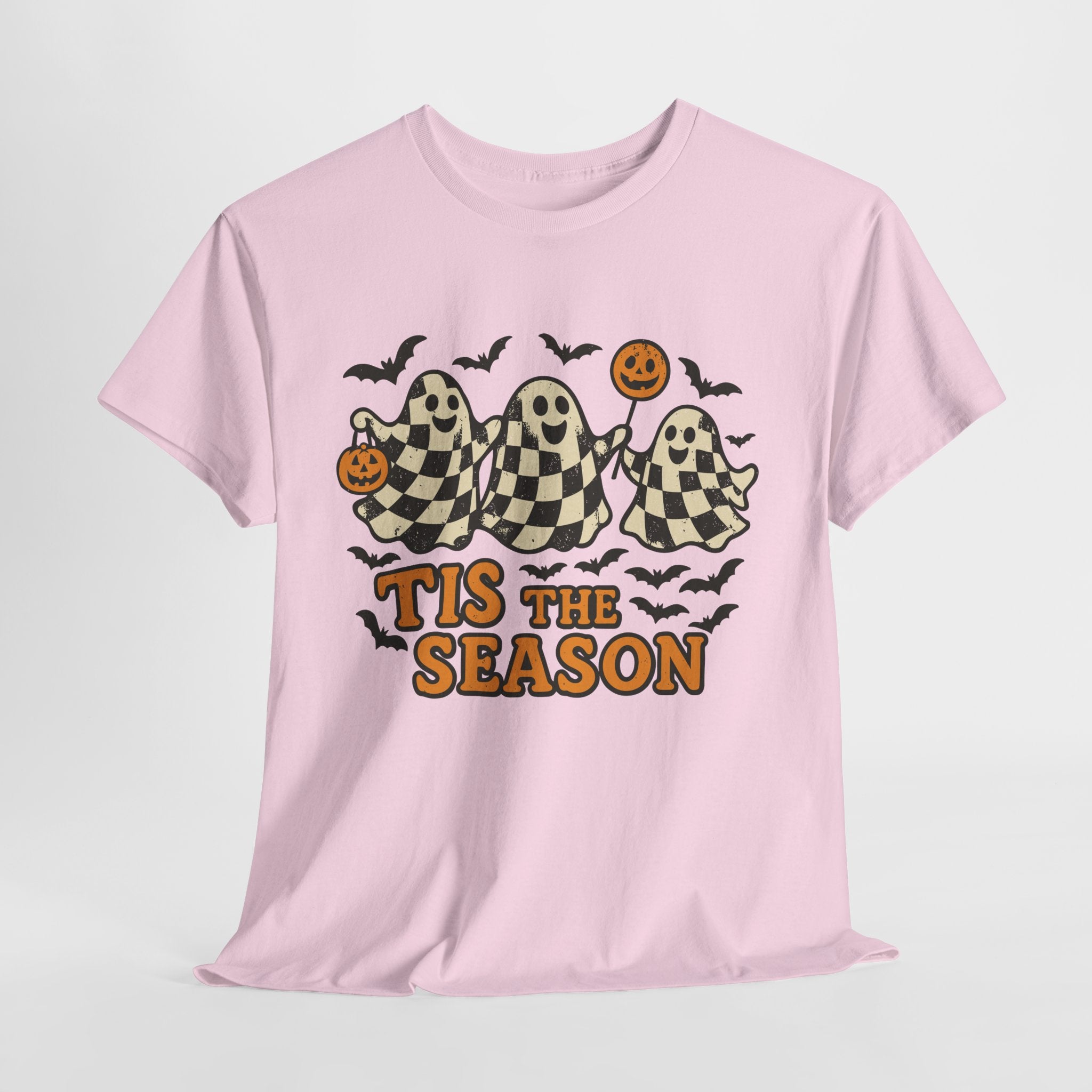 Halloween Ghosts Checker Pattern Unisex Cotton Tee