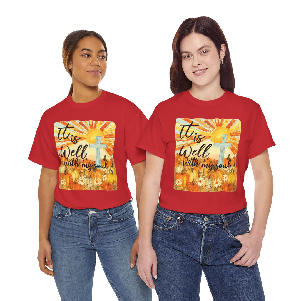 It Is Well With My Soul Pumpkin Sunrise Unisex Cotton T-Shirt