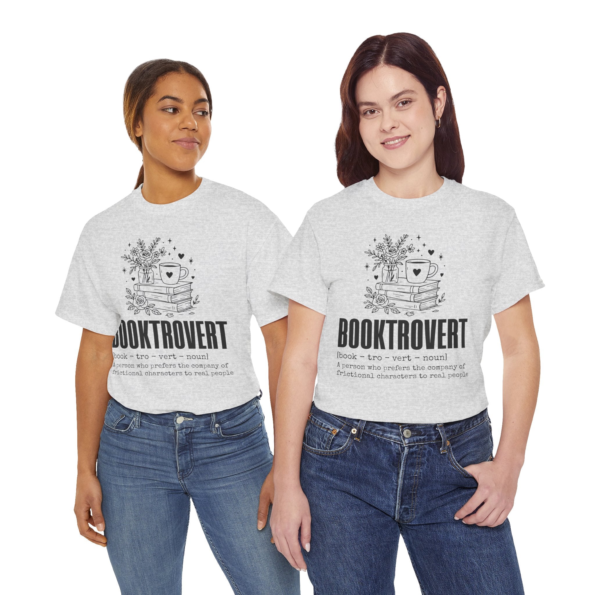 Booktrovert Graphic Tee — "Booktrovert" Definition, Books & Coffee Design Unisex Cotton Tee