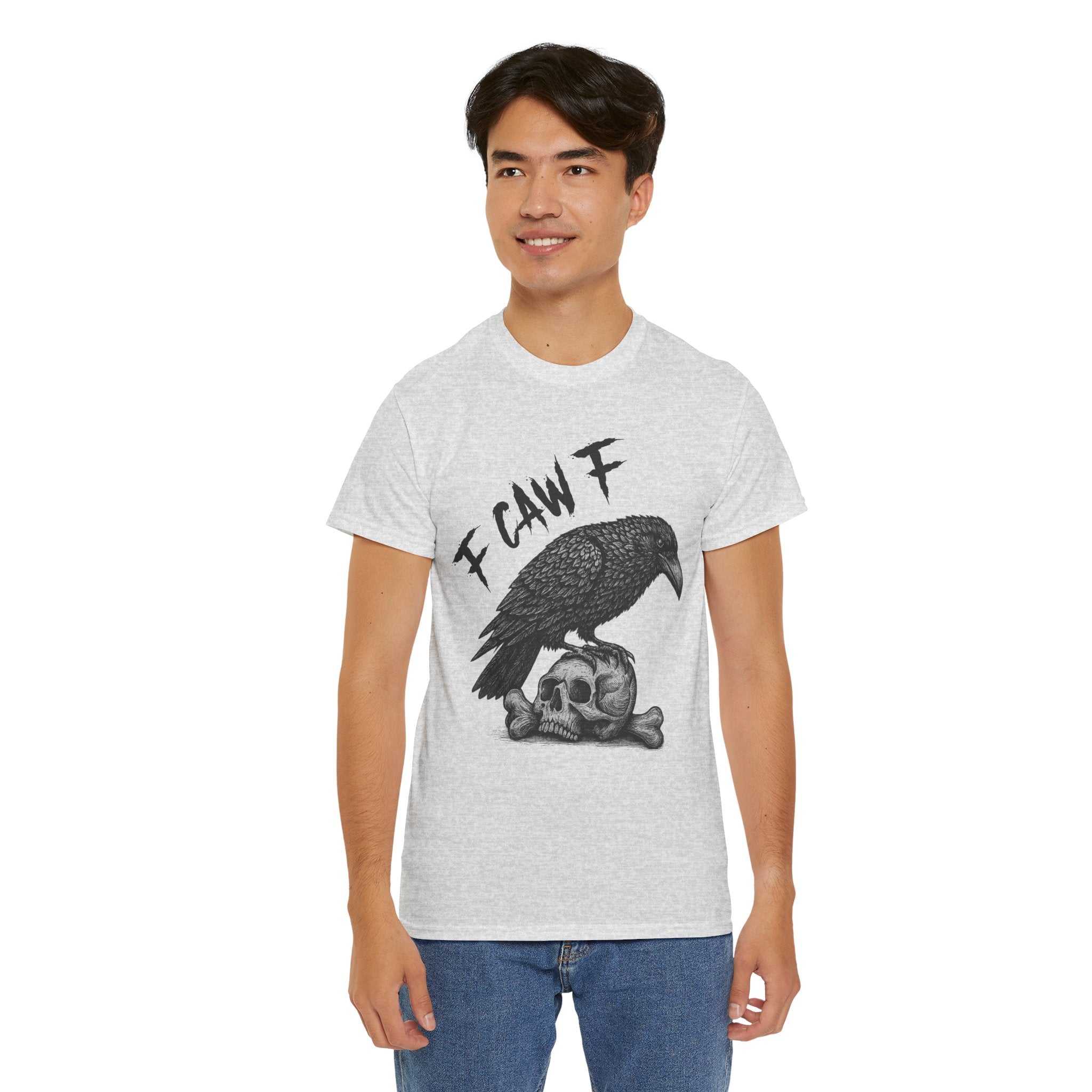 Gothic Crow & Skull T-Shirt — Dark Gothic Skull Unisex Cotton Tee