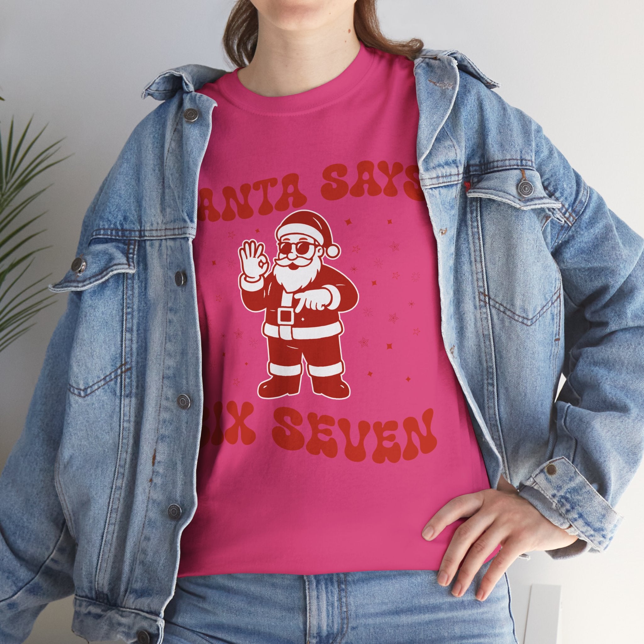 Retro 'Santa Says Six Seven' Christmas Unisex Cotton Tee
