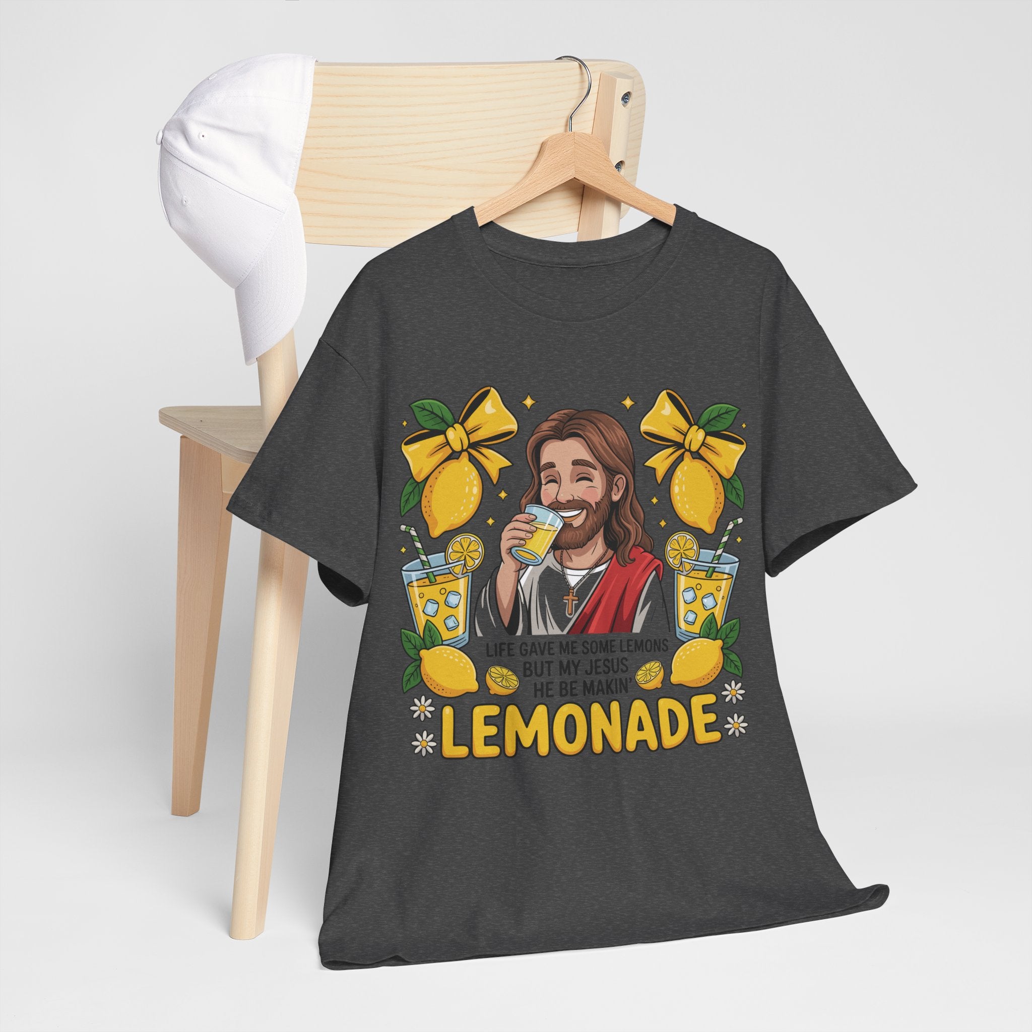 Jesus Drinking Lemonade T-Shirt — "Life Gave Me Some Lemons" Christian Unisex Cotton Tee