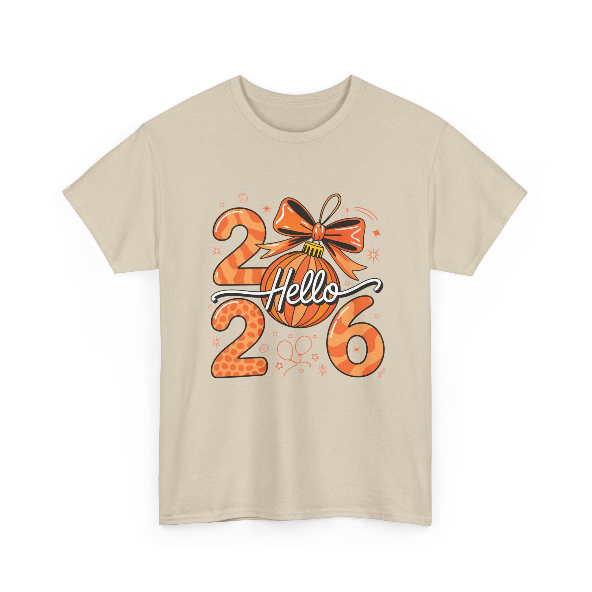 Hello 2026 Christmas Ornament Tee — Festive Orange Holiday Unisex Cotton T-Shirt