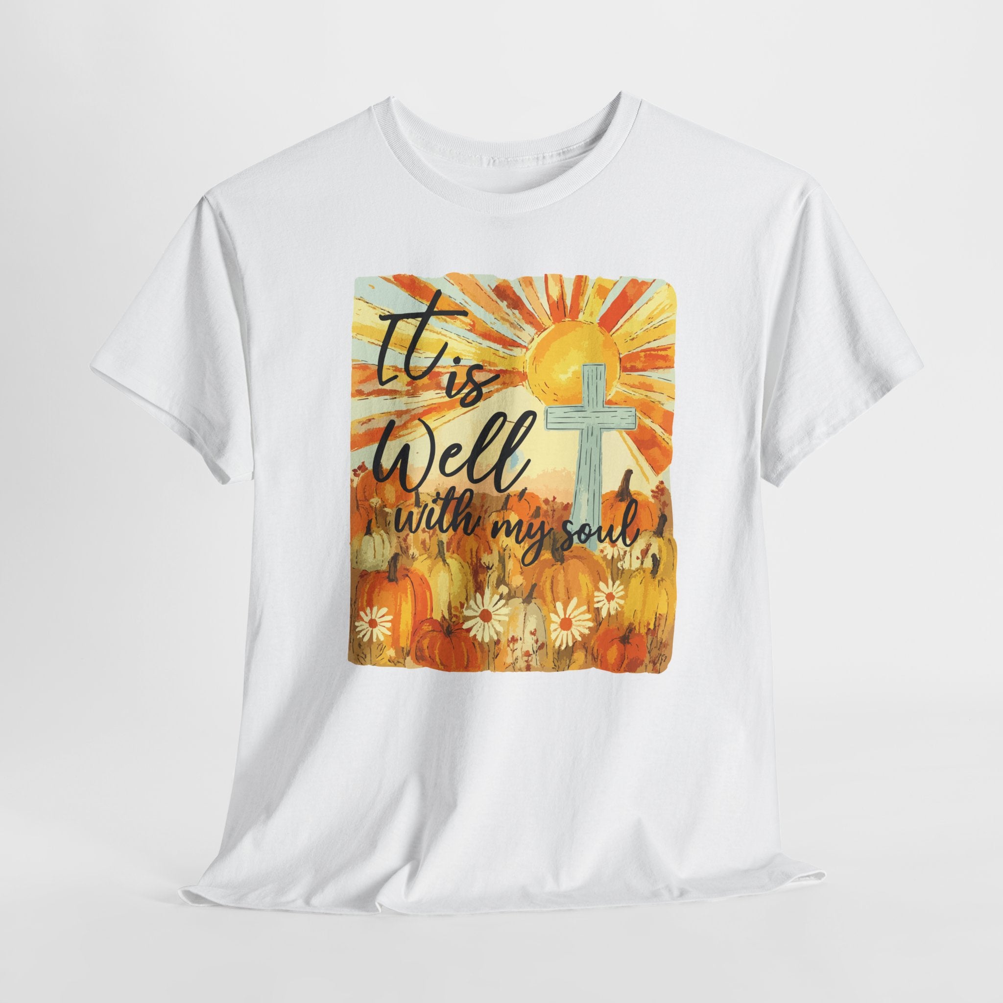 It Is Well With My Soul Pumpkin Sunrise Unisex Cotton T-Shirt