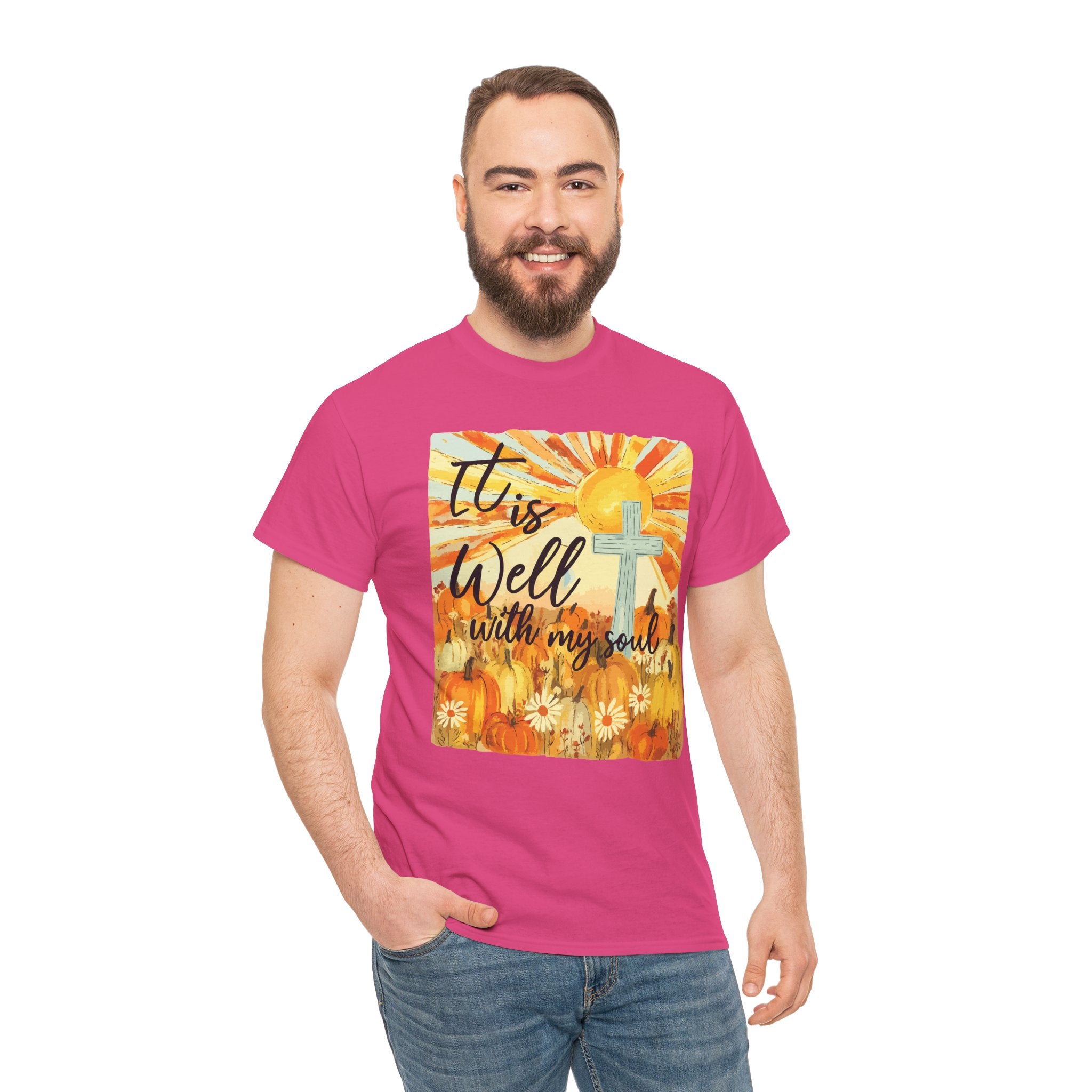 It Is Well With My Soul Pumpkin Sunrise Unisex Cotton T-Shirt