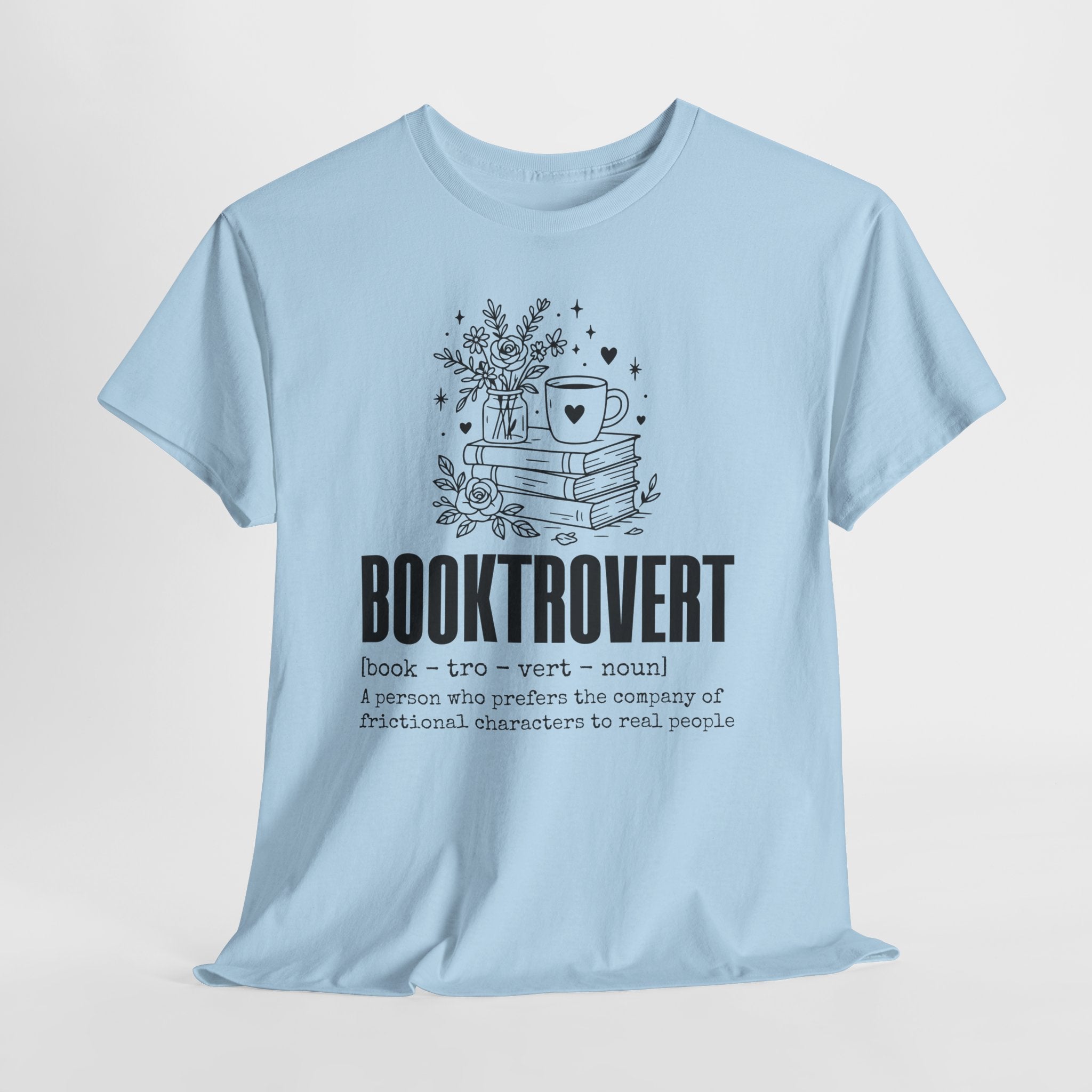 Booktrovert Graphic Tee — "Booktrovert" Definition, Books & Coffee Design Unisex Cotton Tee