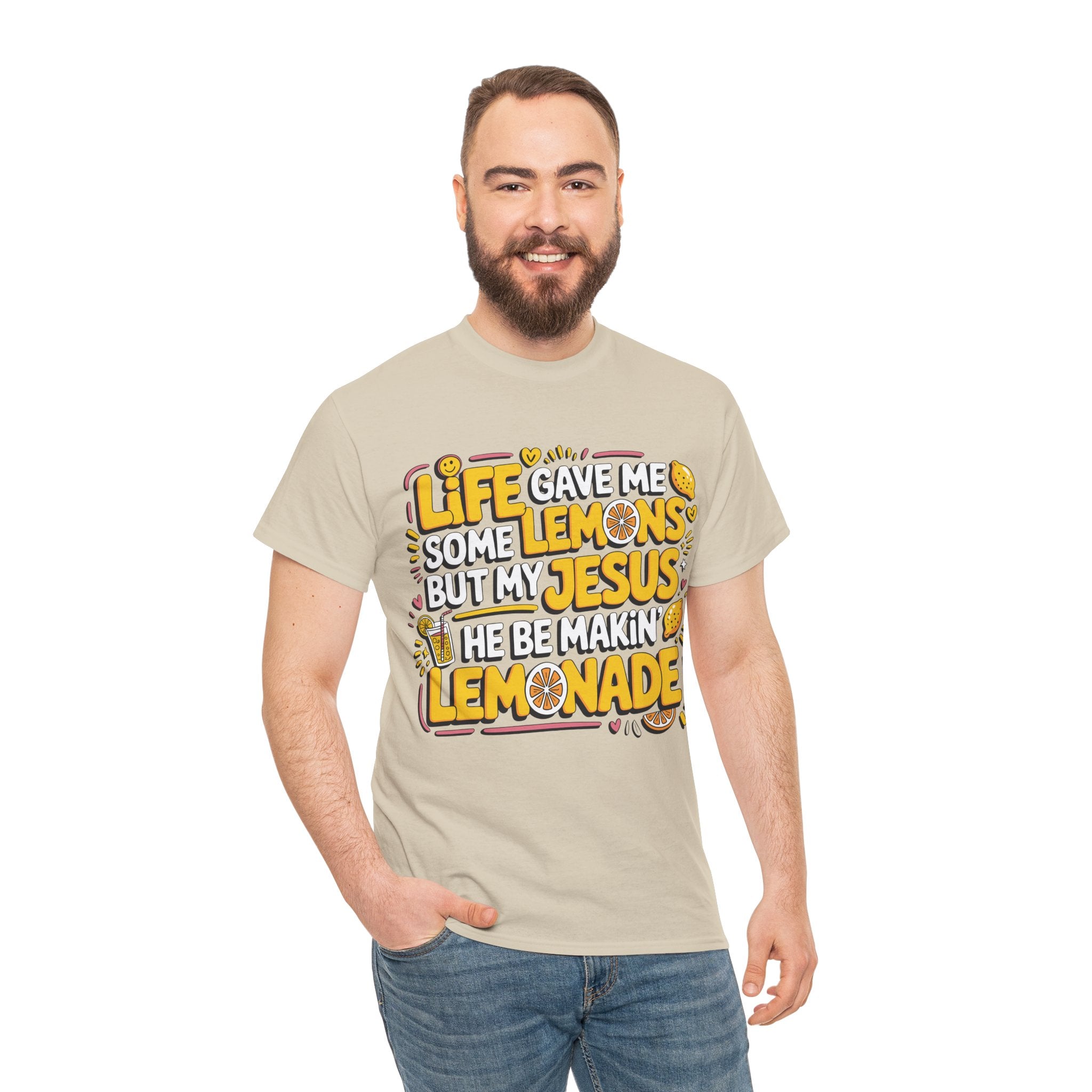 Christian Lemonade T-Shirt — “Life gave me some lemons but my Jesus he be makin’ lemonade”Unisex Cotton Tee