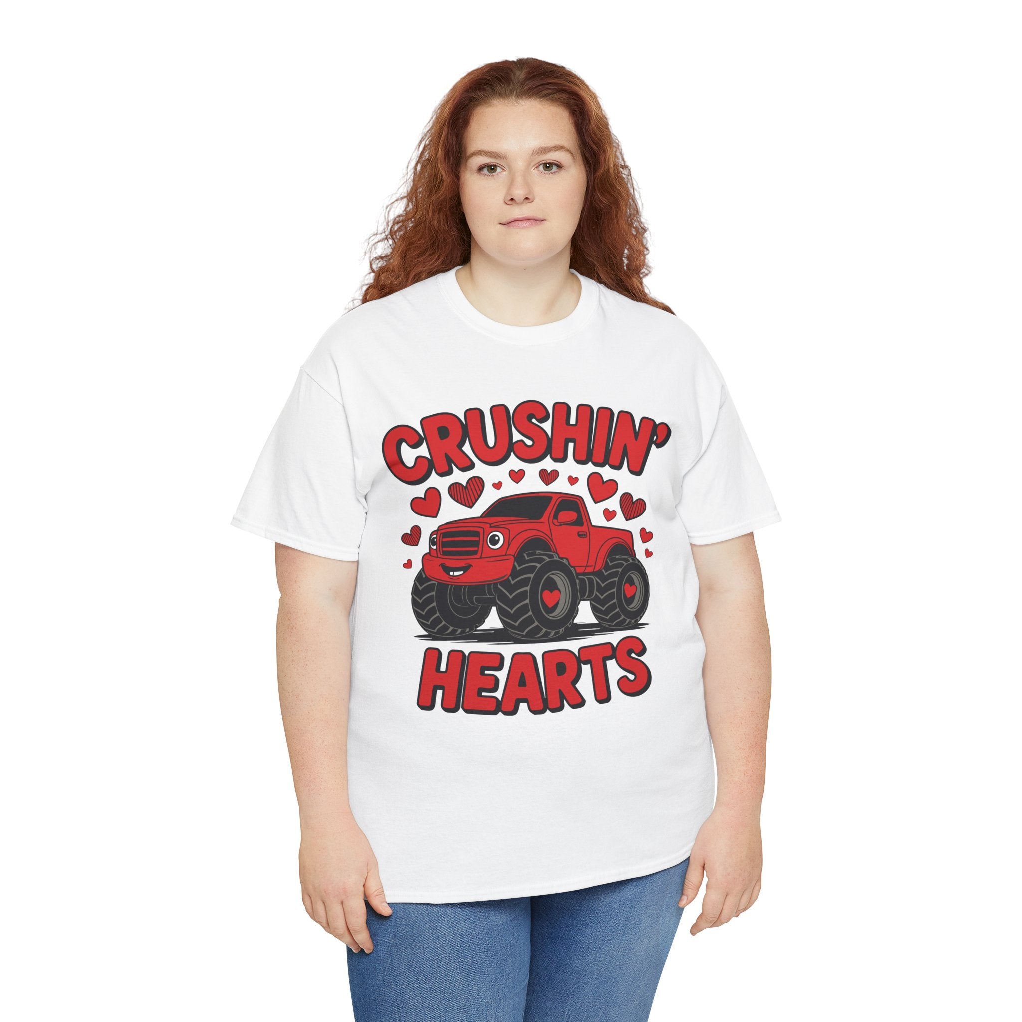 Crushin’ Hearts Valentine Monster Truck Unisex Cotton Tee