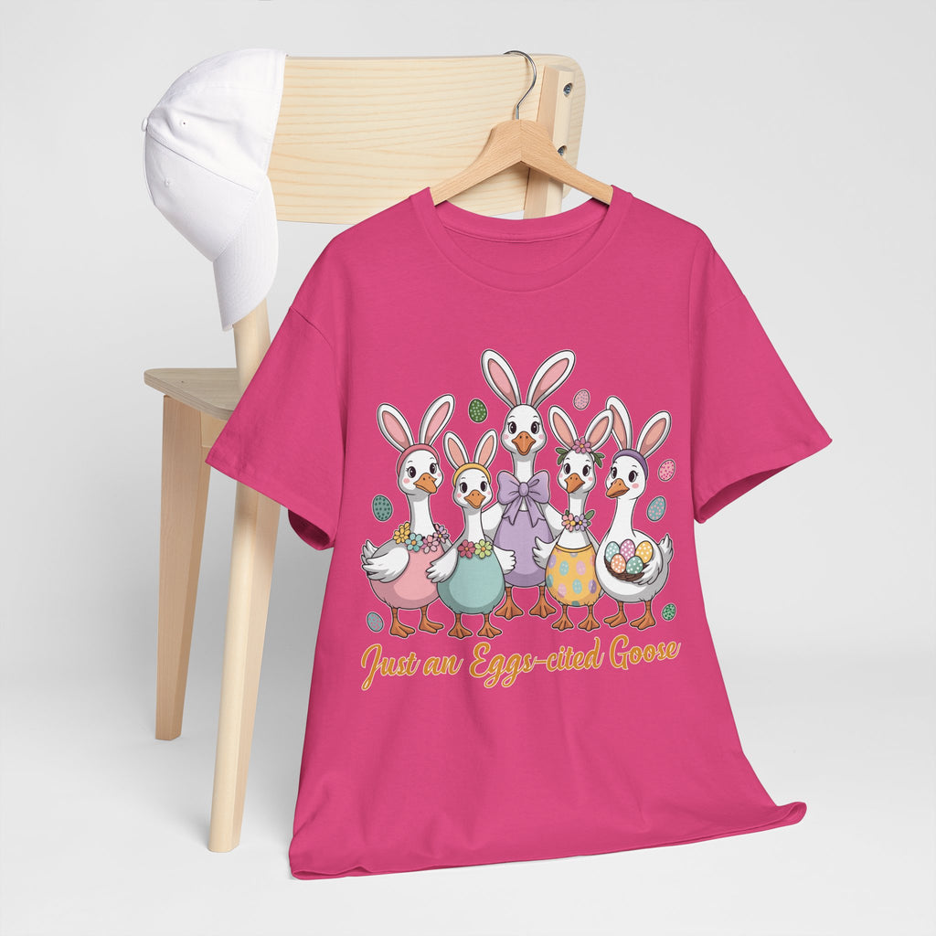 Just an Eggs-cited Goose Easter Tee — Funny Geese in Bunny Ears Unisex Cotton Tee
