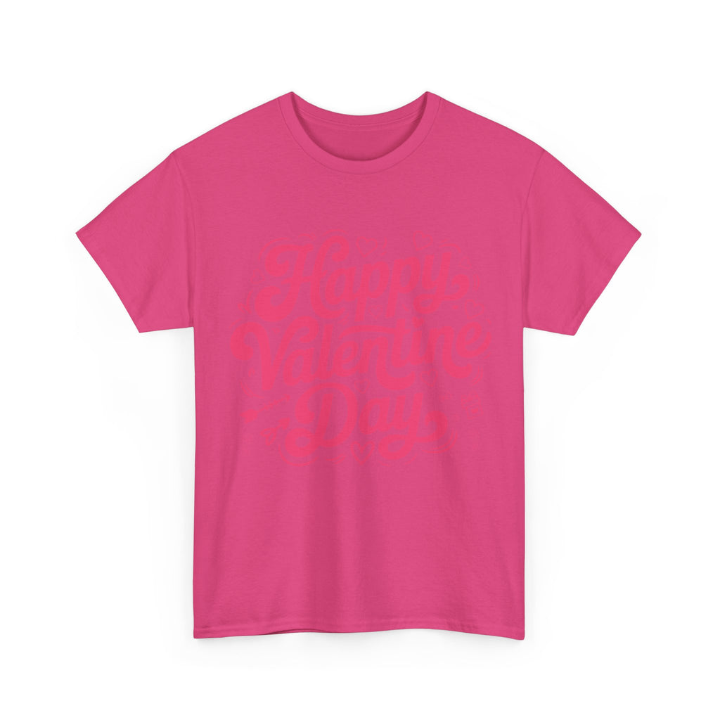 Happy Valentine Day Tee — Pink Heart & Love Icons Valentine's Unisex Cotton Shirt