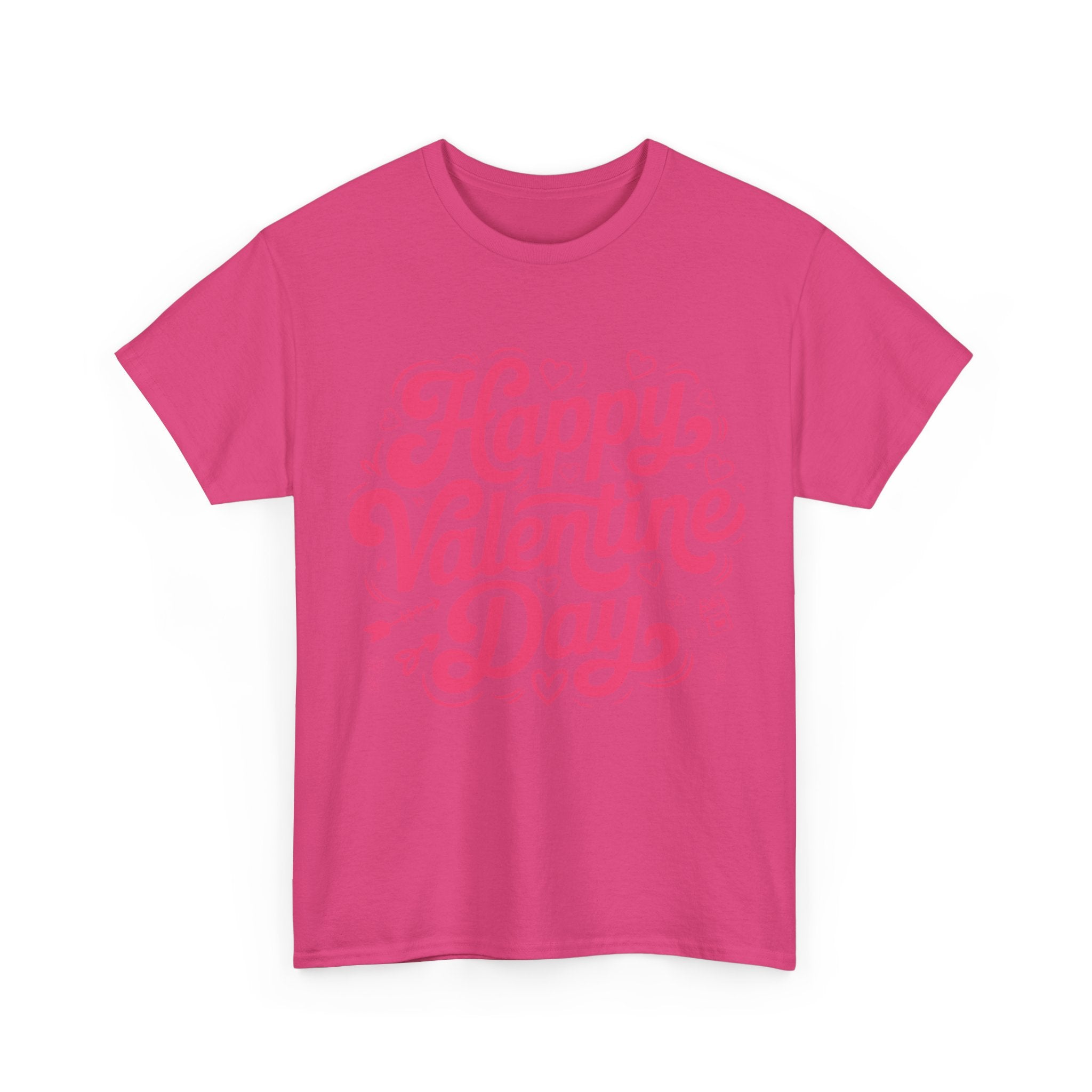 Happy Valentine Day Tee — Pink Heart & Love Icons Valentine's Unisex Cotton Shirt