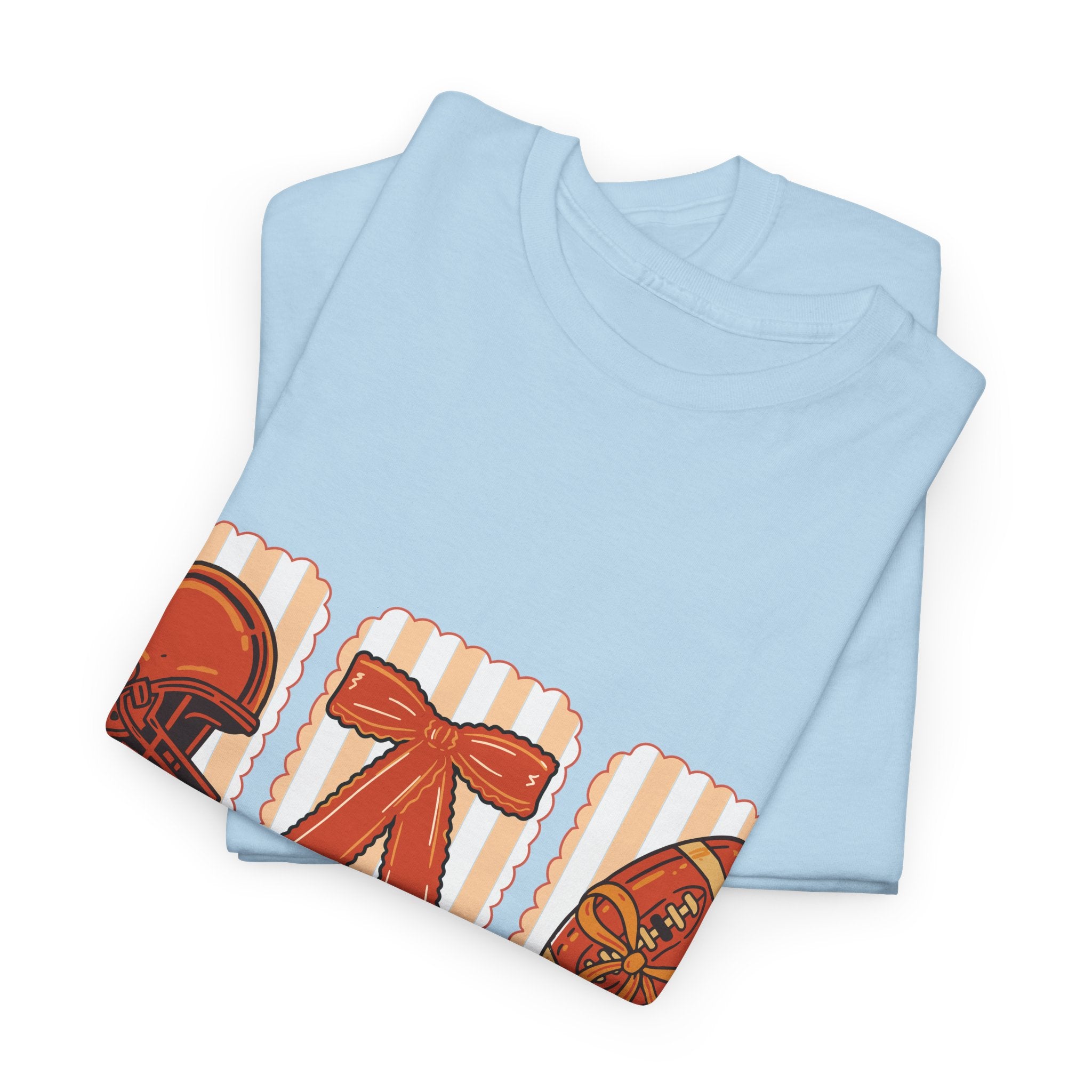 Touch Down Season Football Tee — Striped Fall Helmet & Bow Design Unisex Cotton Tee