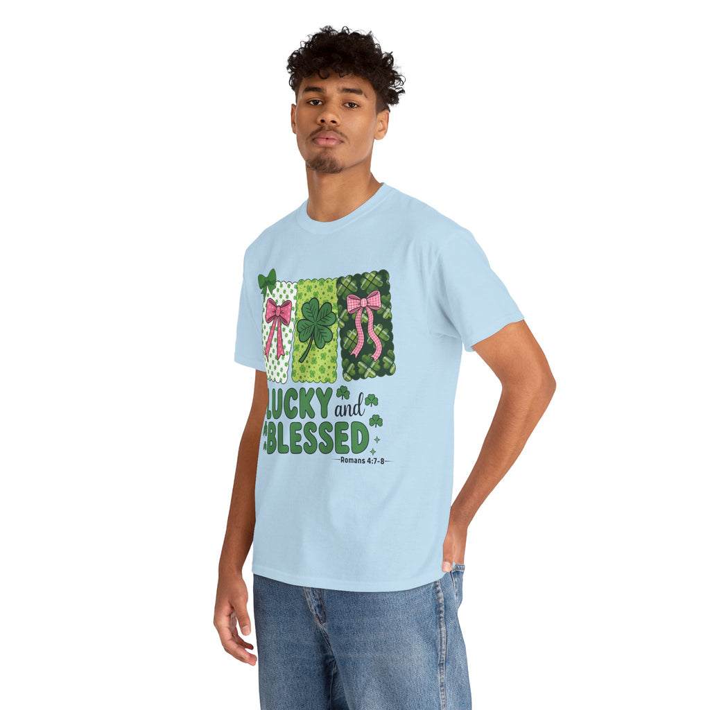 Lucky and Blessed Clover Unisex Cotton Tee