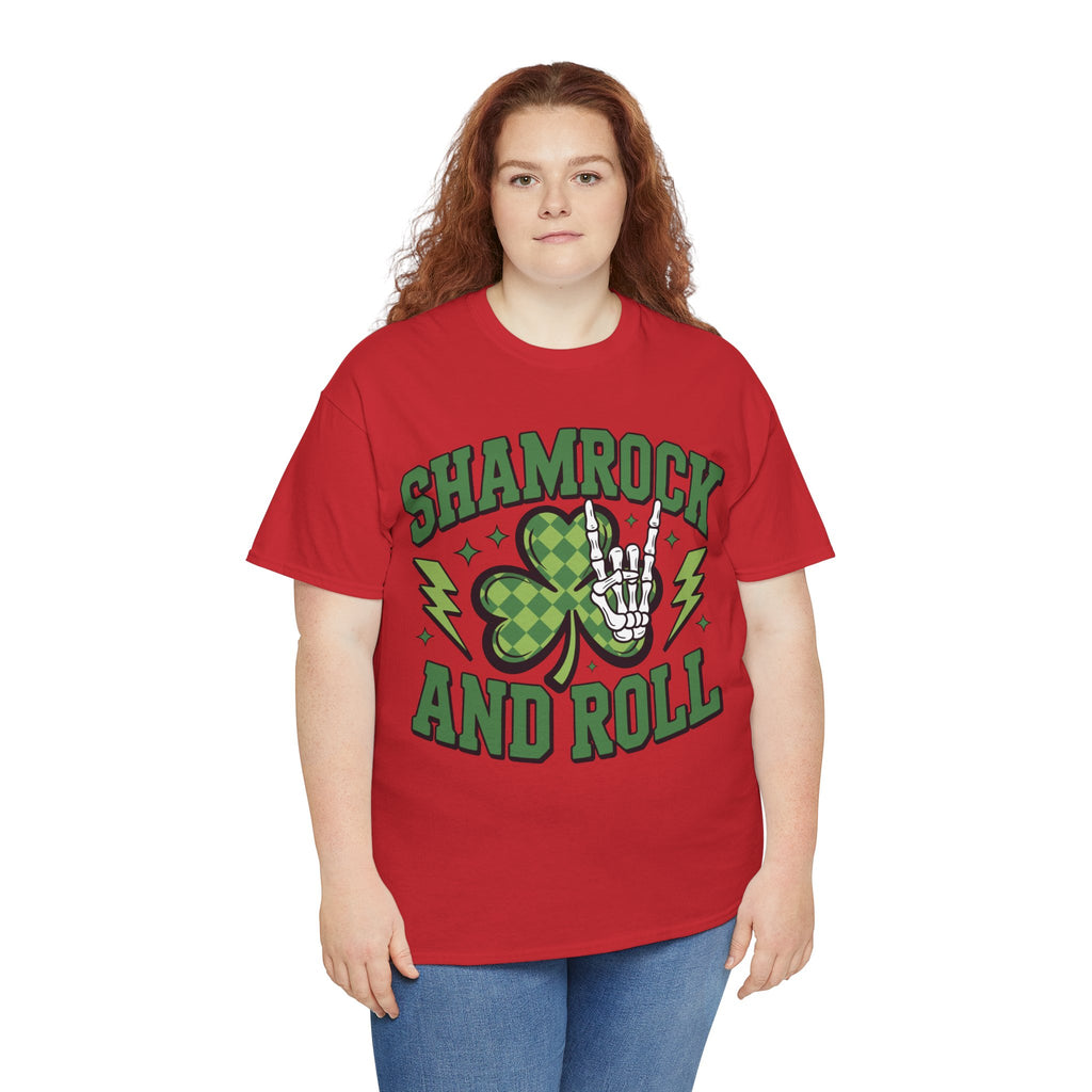 Shamrock and Roll Tee — Skeleton Hand & Lightning St. Patrick’s Rock Unisex Cotton Shirt