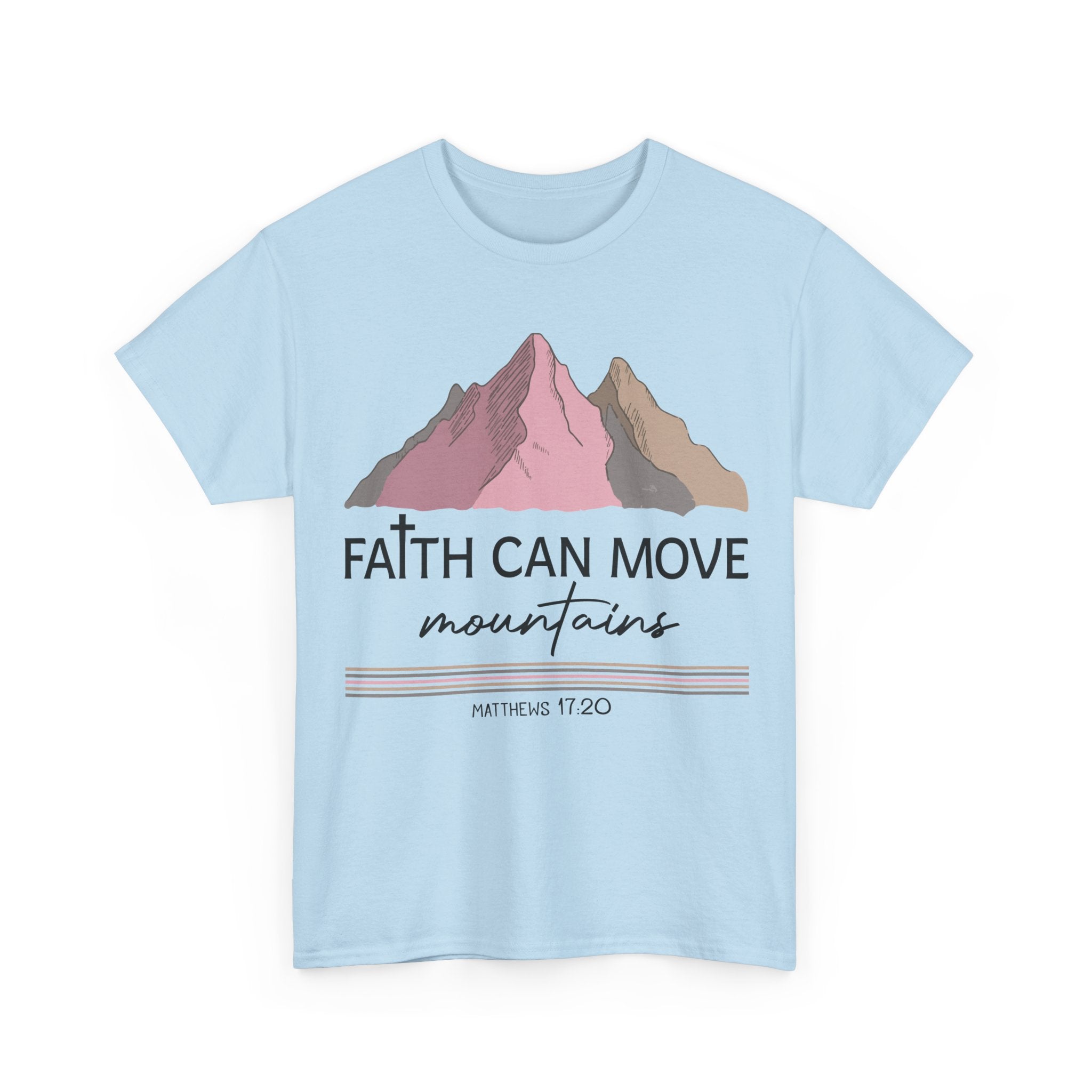 Faith Can Move Mountains Mountain Tee — Pastel Inspirational Christian Unisex Cotton T-Shirt