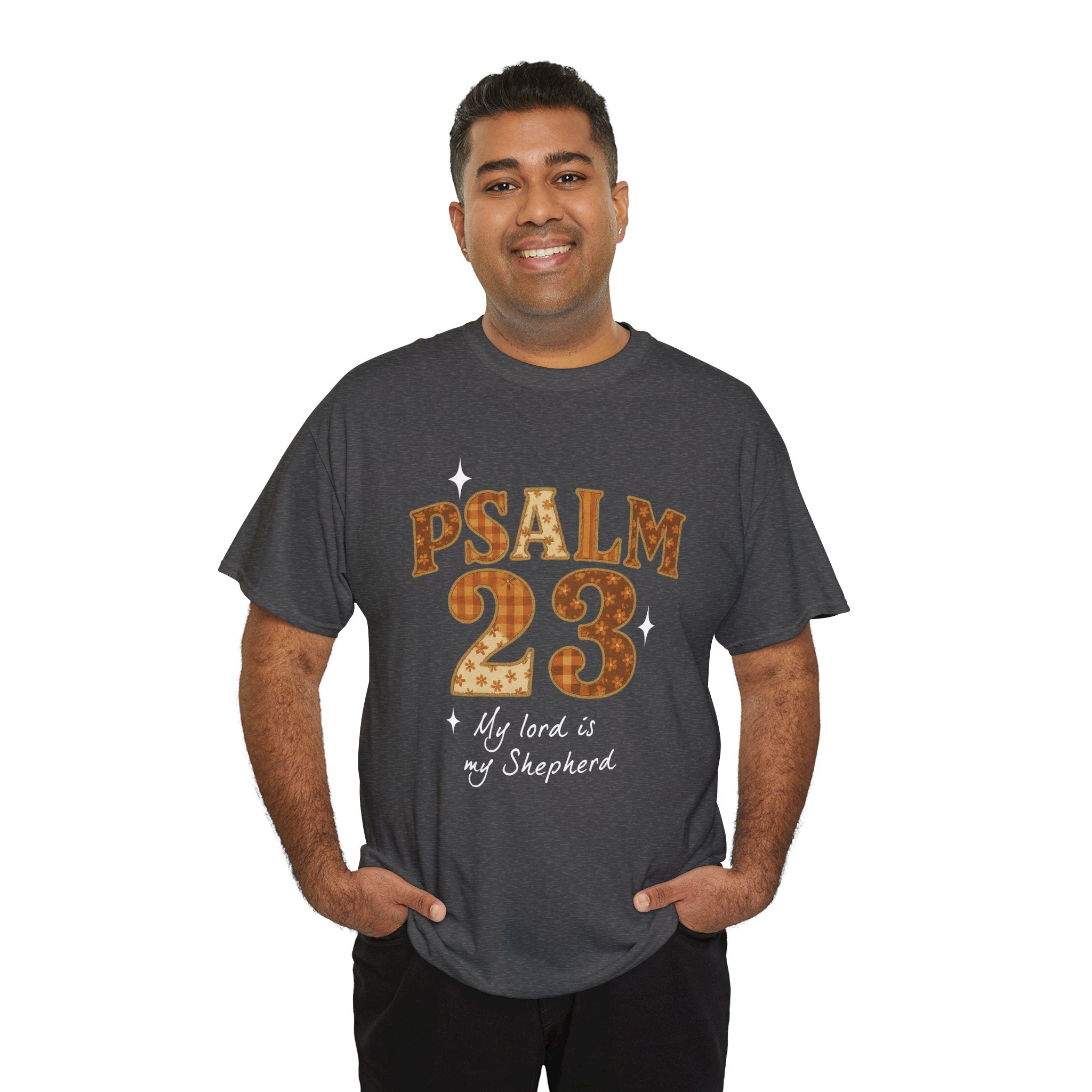 Psalm 23 Floral Tee — “My Lord Is My Shepherd” Stitched-Text Unisex Cotton Tee