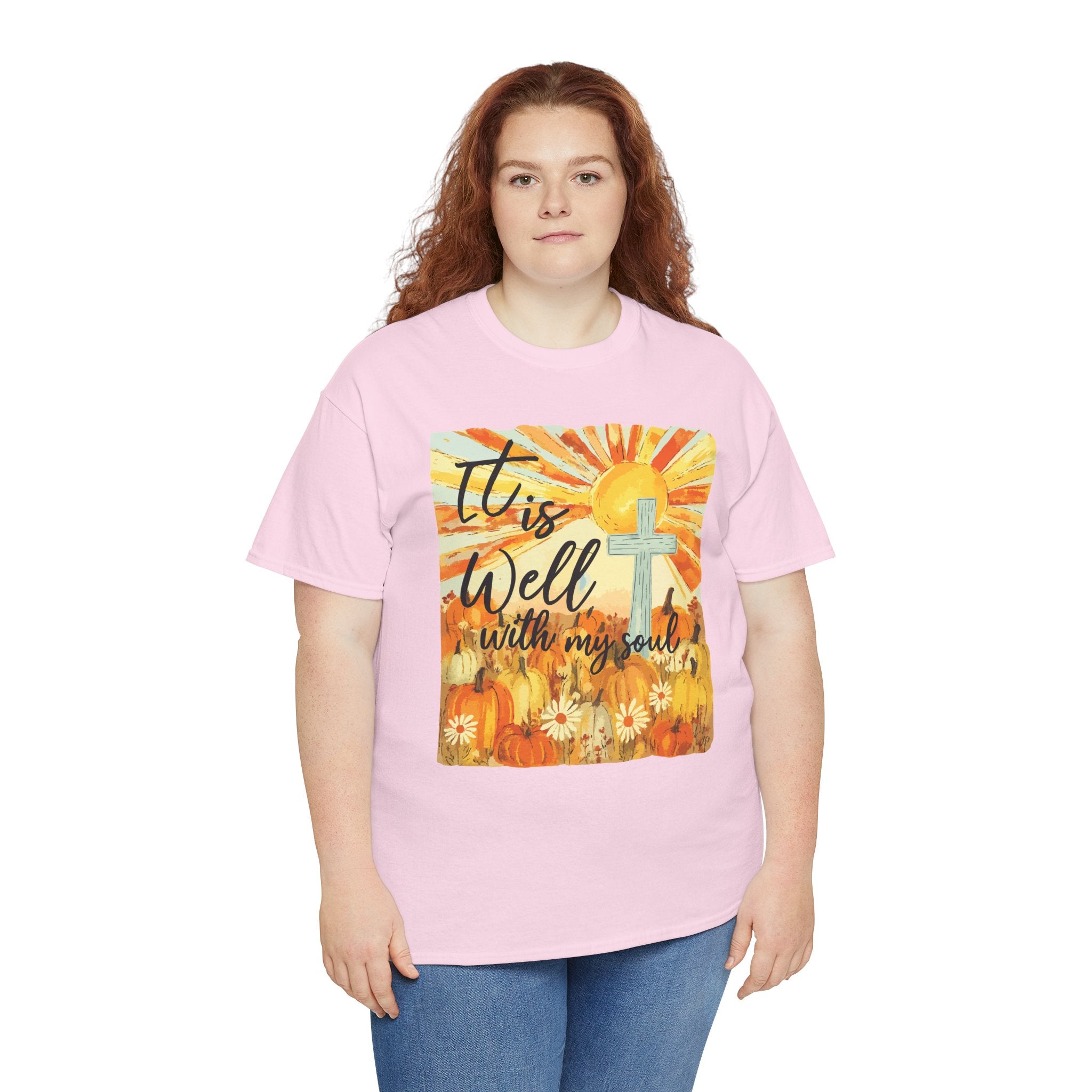 It Is Well With My Soul Pumpkin Sunrise Unisex Cotton T-Shirt