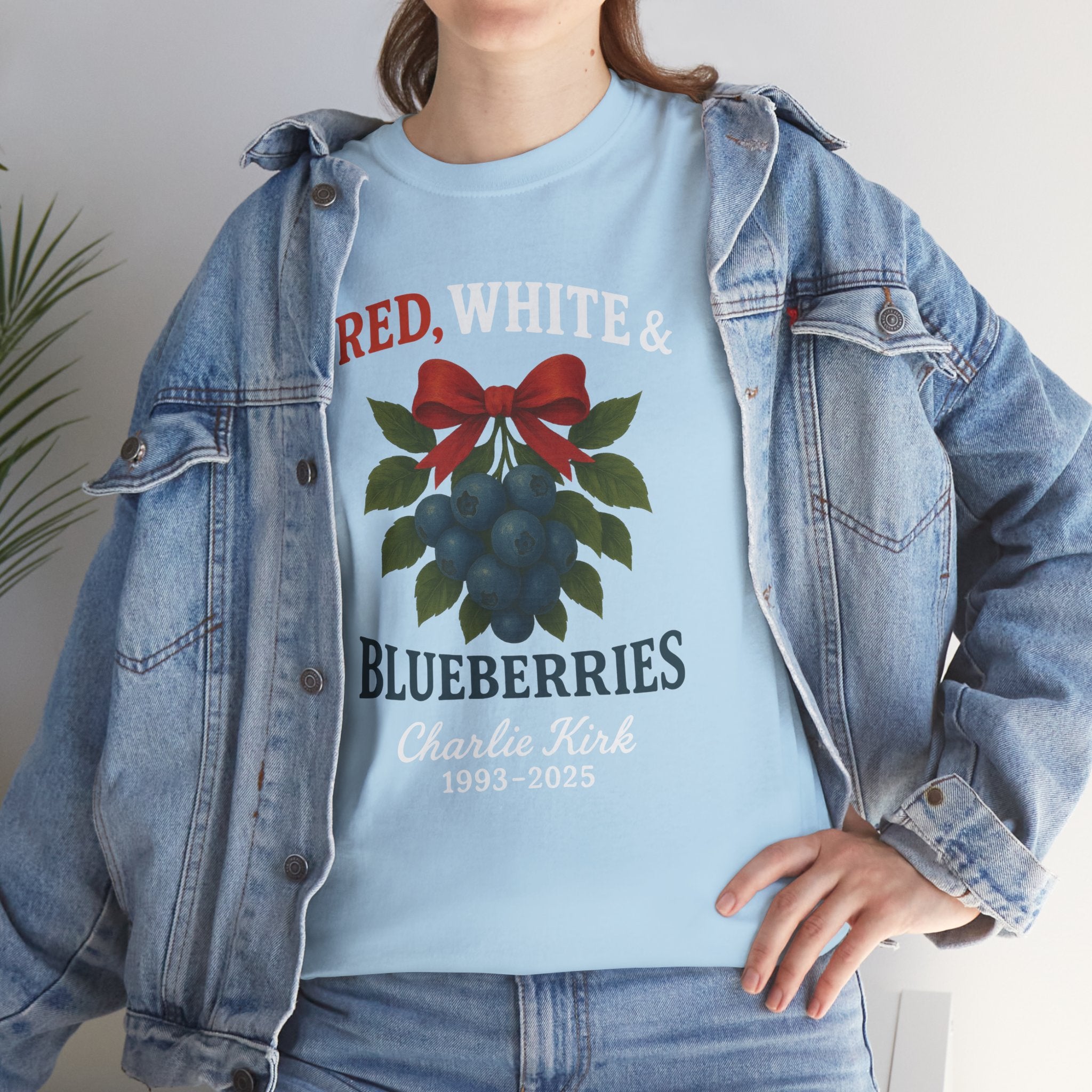 Red, White & Blueberries T-Shirt — Patriotic Blueberry Graphic Unisex Cotton Tee