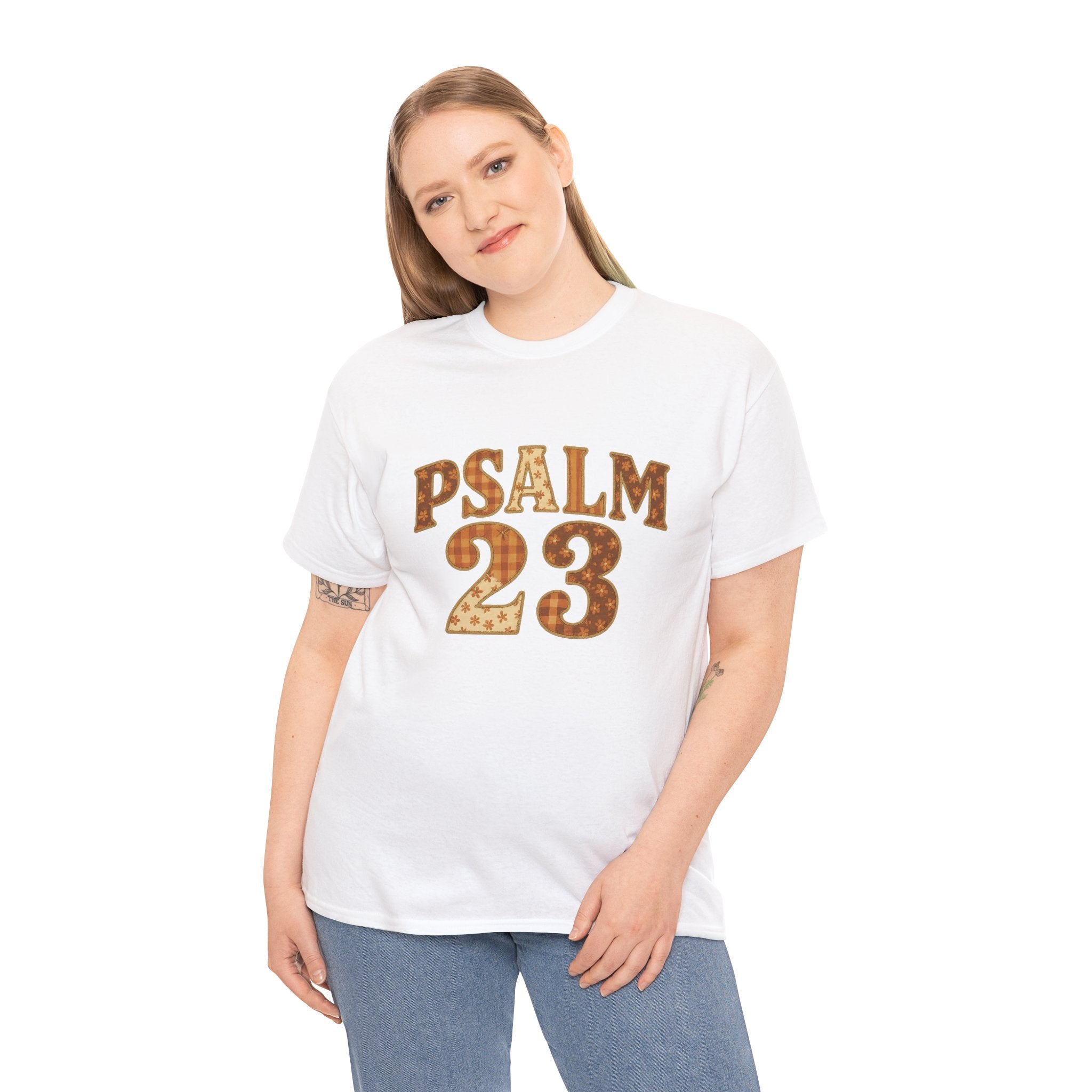 Psalm 23 Floral Tee — “My Lord Is My Shepherd” Stitched-Text Unisex Cotton Tee