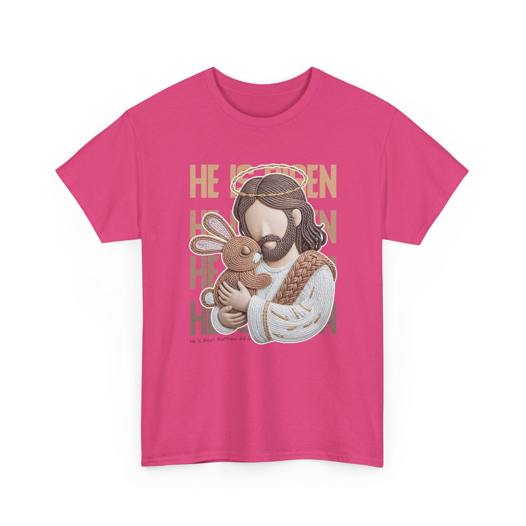 He Is Risen Matthew 28:6 Jesus With Lamb Unisex Cotton T-Shirt