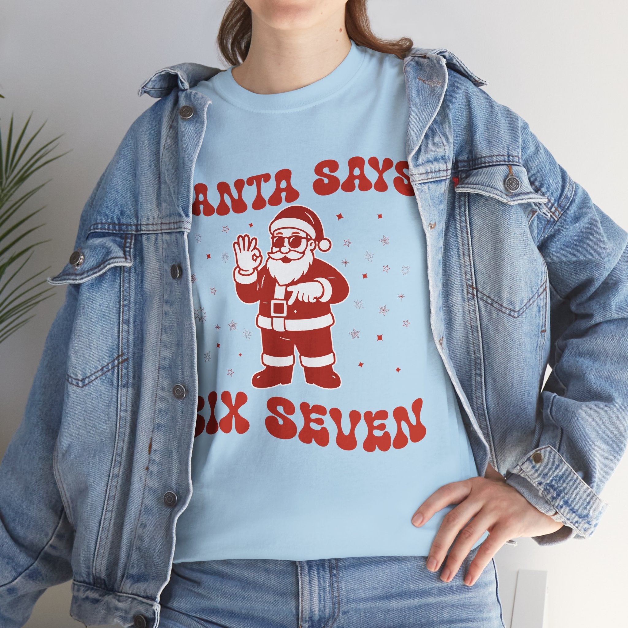 Retro 'Santa Says Six Seven' Christmas Unisex Cotton Tee