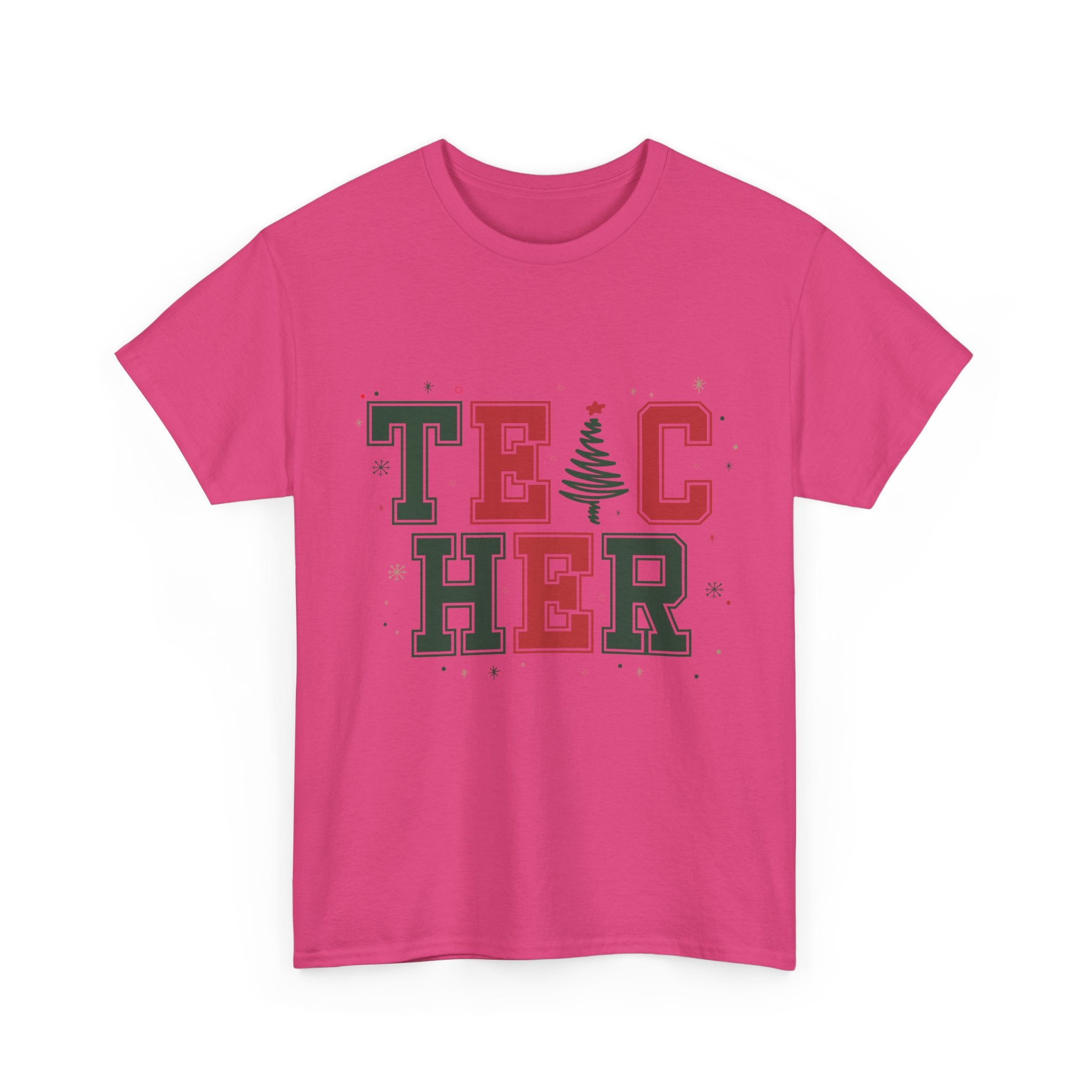 Teacher Christmas Varsity T-Shirt — Red & Green Holiday Unisex Cotton Tee