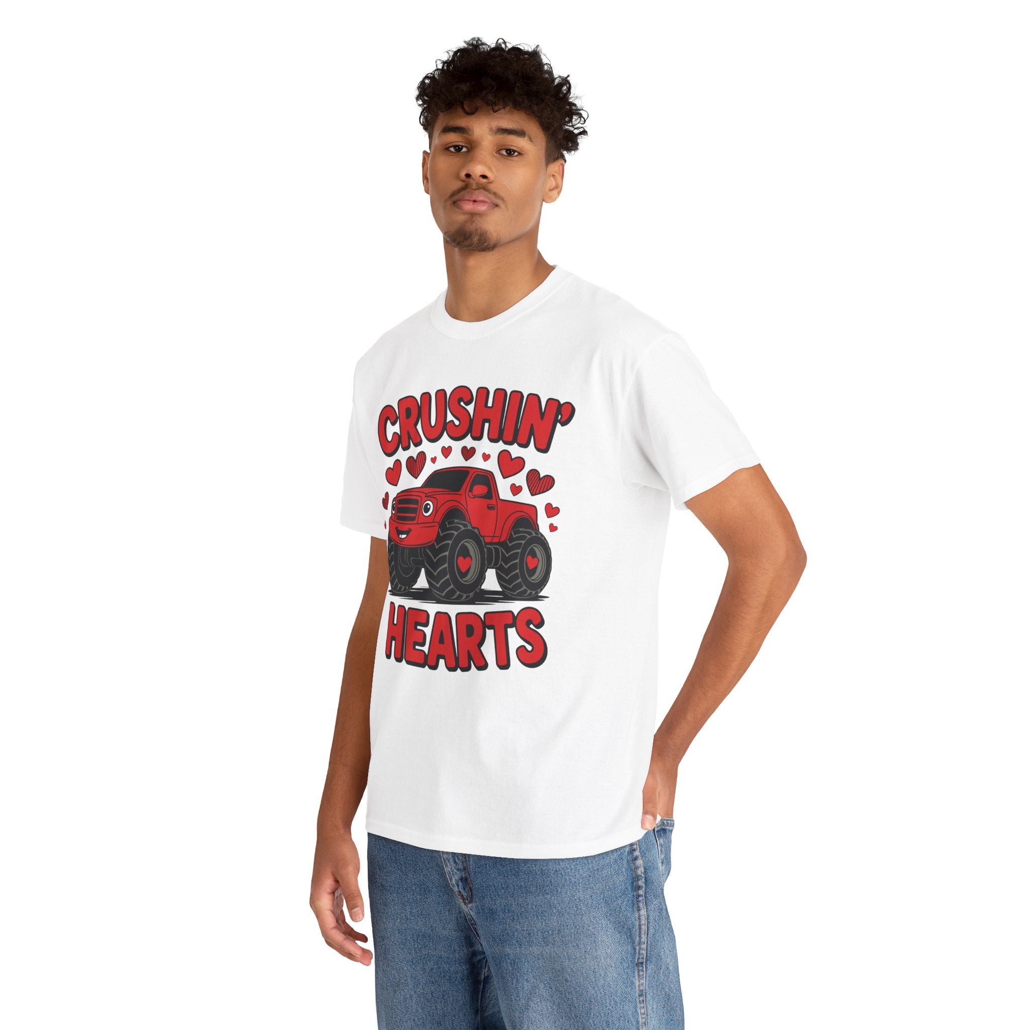 Crushin’ Hearts Valentine Monster Truck Unisex Cotton Tee