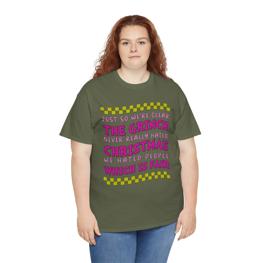 Grinch Never Hated Christmas Funny Unisex Cotton Tee