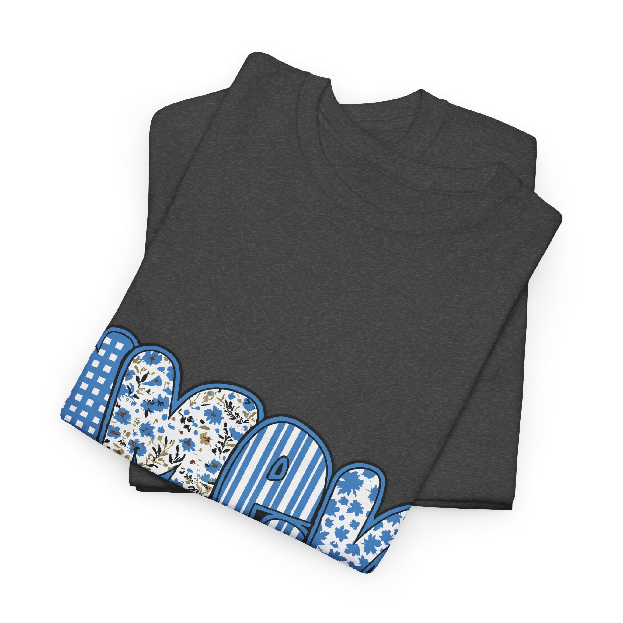 Amen Blue Floral Tee — Decorative Floral Lettering Christian Shirt Unisex Cotton Tee