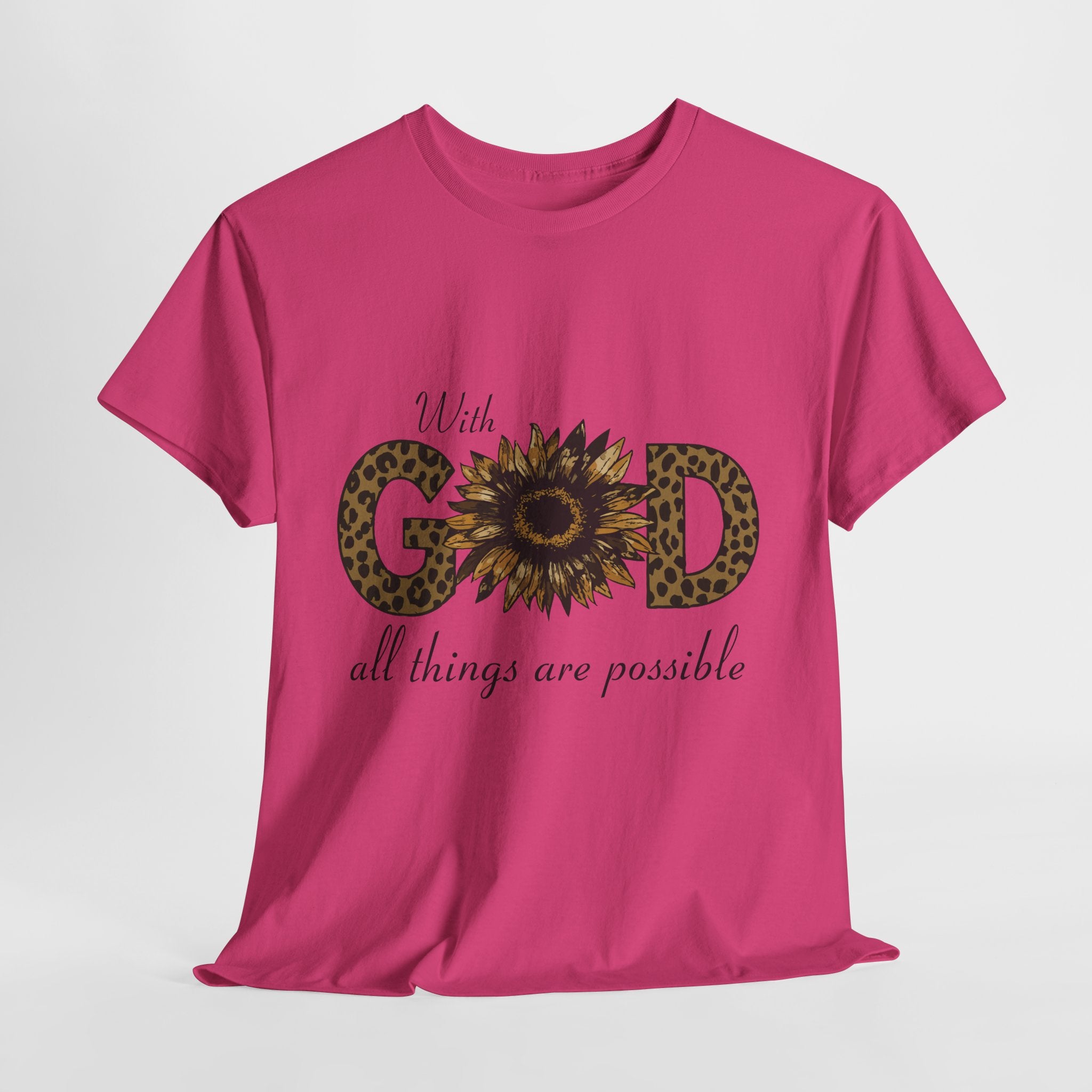 GOD Leopard Print Sunflower Unisex Cotton Tee