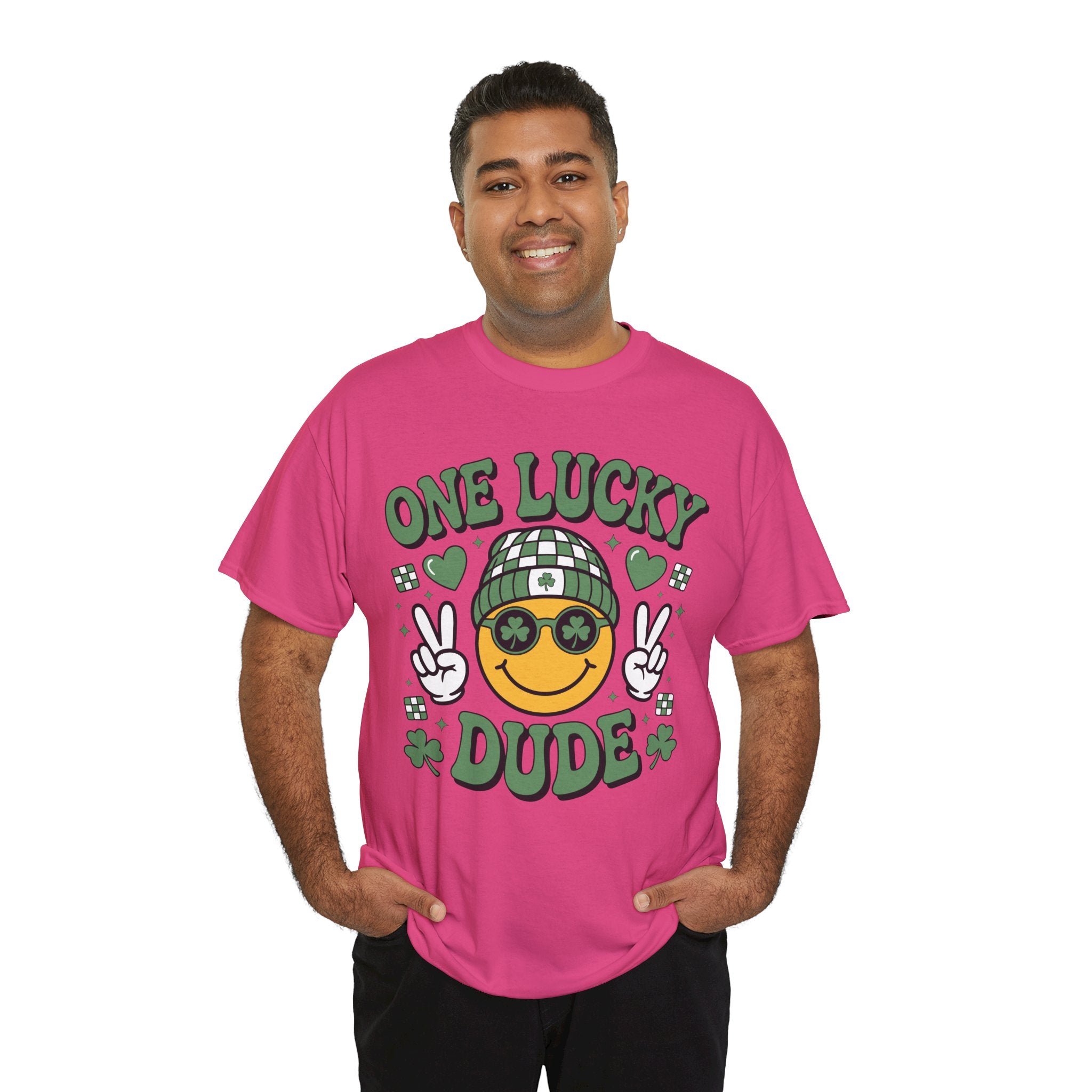 One Lucky Dude Shamrock Tee — St. Patrick's Day Smiley Unisex Cotton Tshirt