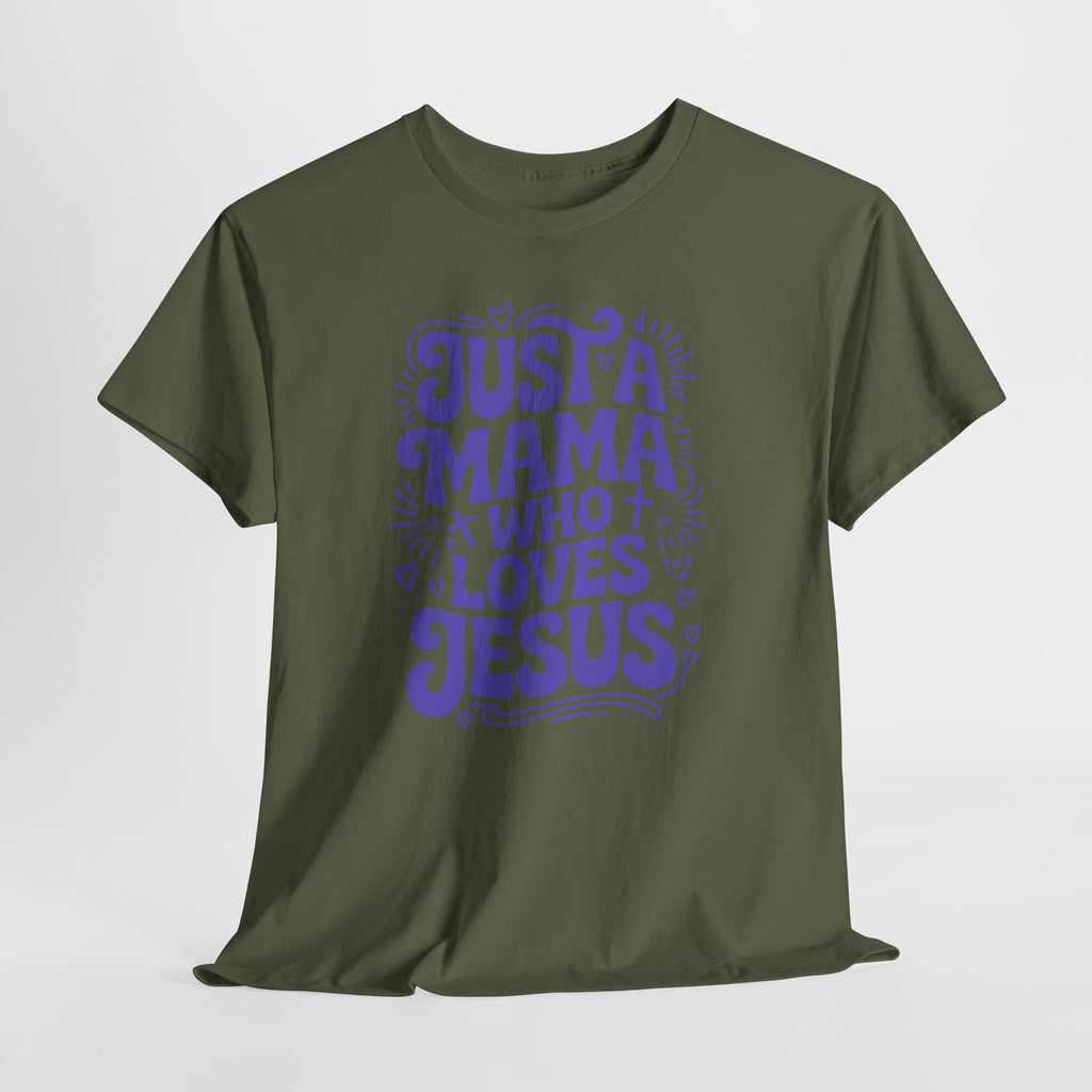 Mama Who Loves Jesus T-Shirt — Bright Green Bubbly Faith Unisex Cotton Tee