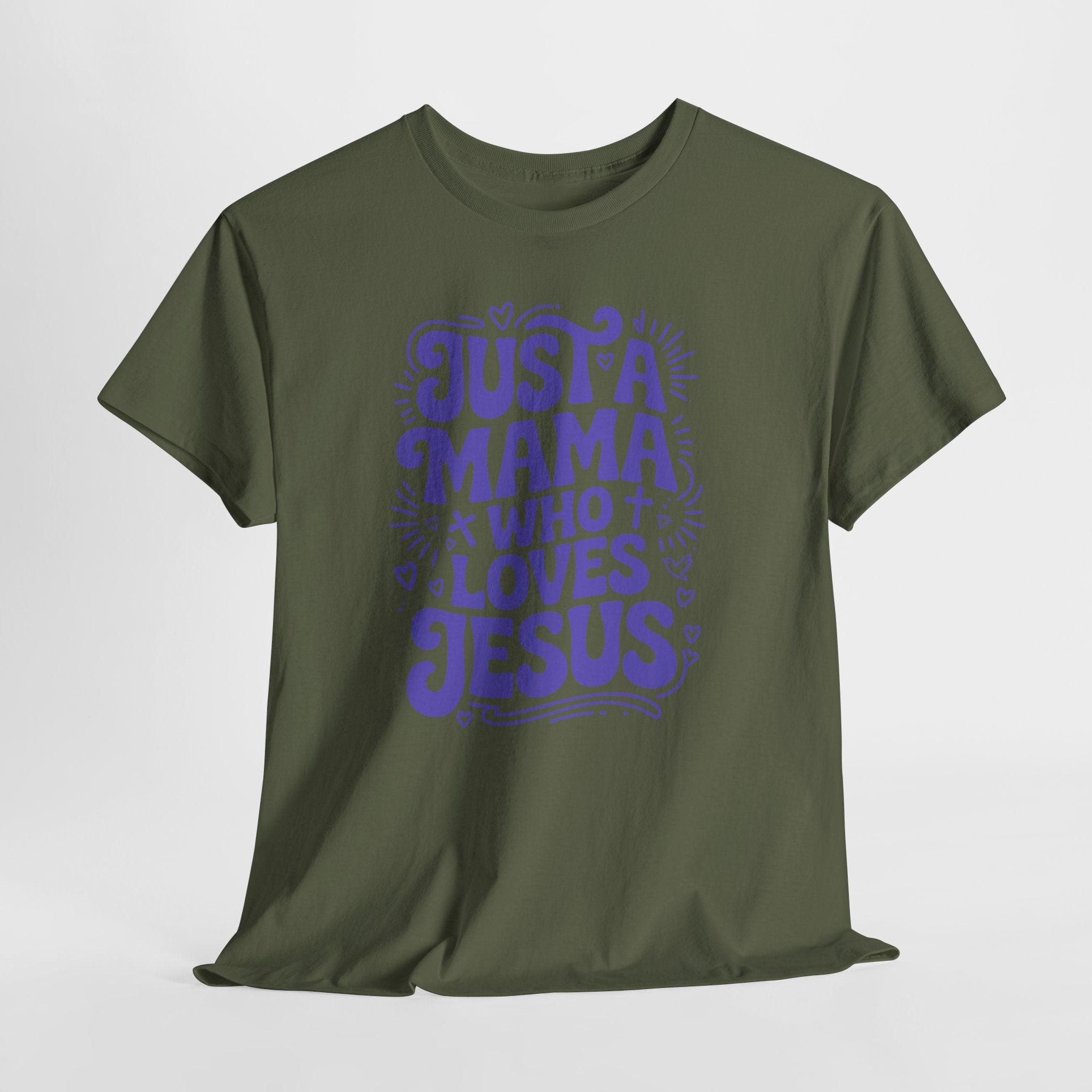 Mama Who Loves Jesus T-Shirt — Bright Green Bubbly Faith Unisex Cotton Tee