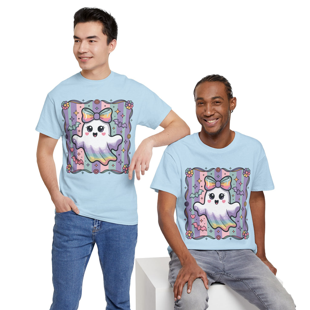 Pastel Ghost Rainbow Bow Unisex Cotton Tee