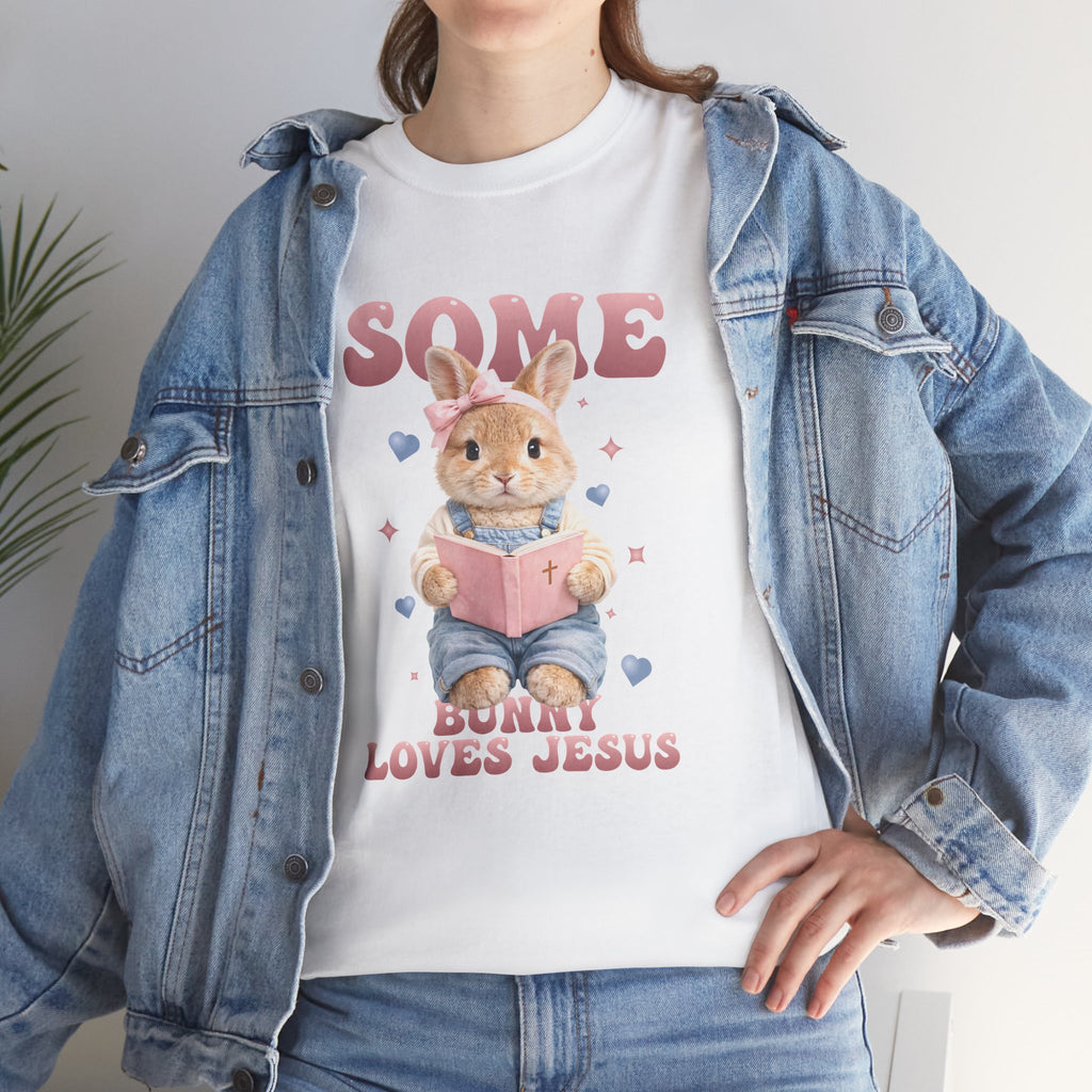 Some Bunny Loves Jesus Bunny Bible Unisex Cotton Tee