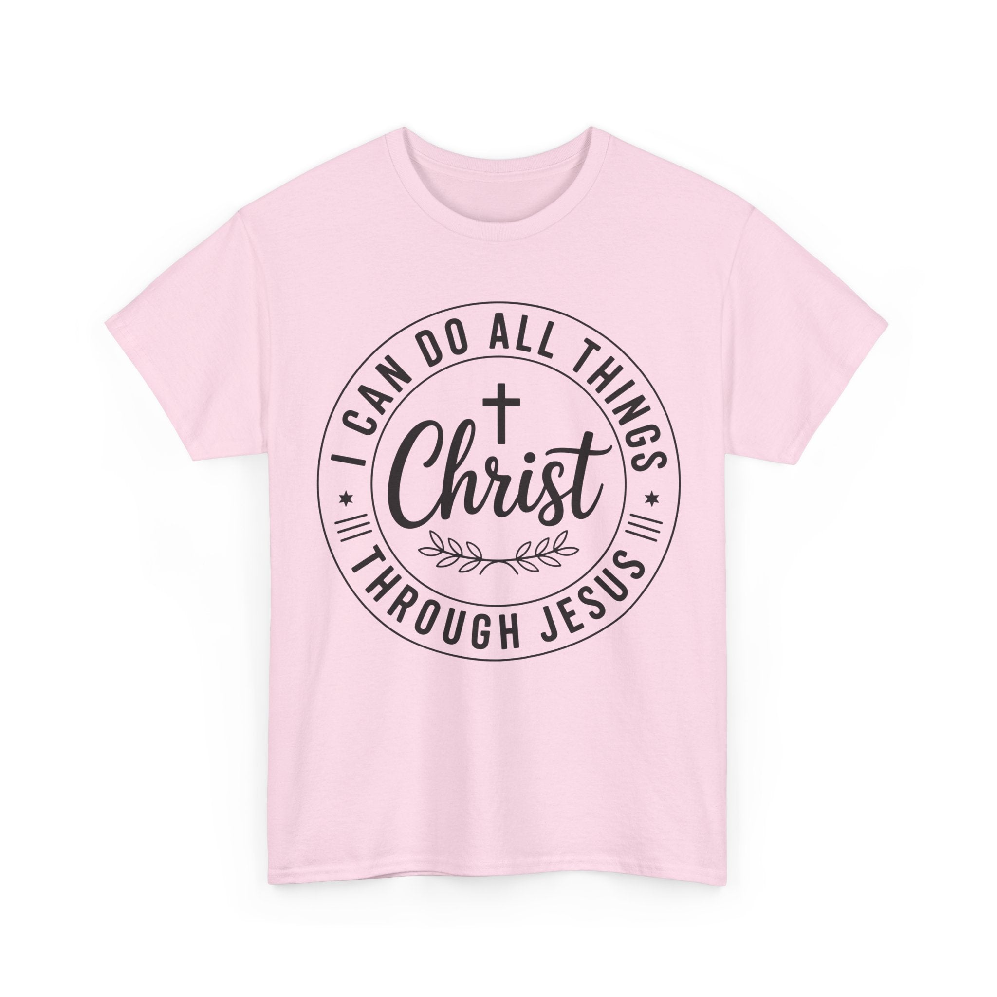Christian Cross T‑Shirt — "I Can Do All Things Through Christ" Unisex Cotton tee