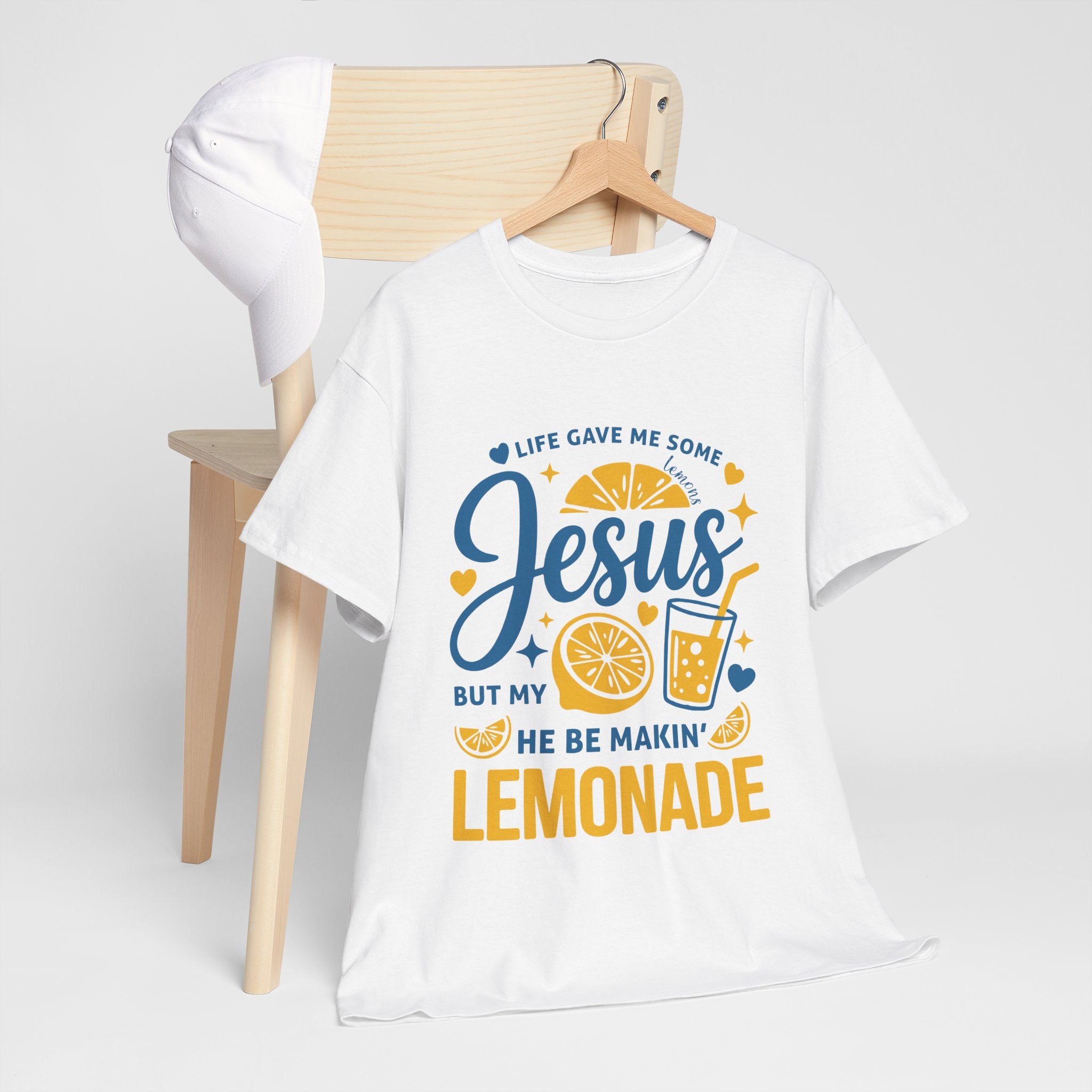 Christian Lemonade T-Shirt — “Life gave me some lemons but my Jesus He be makin’ lemonade”. Unisex Cotton Tee