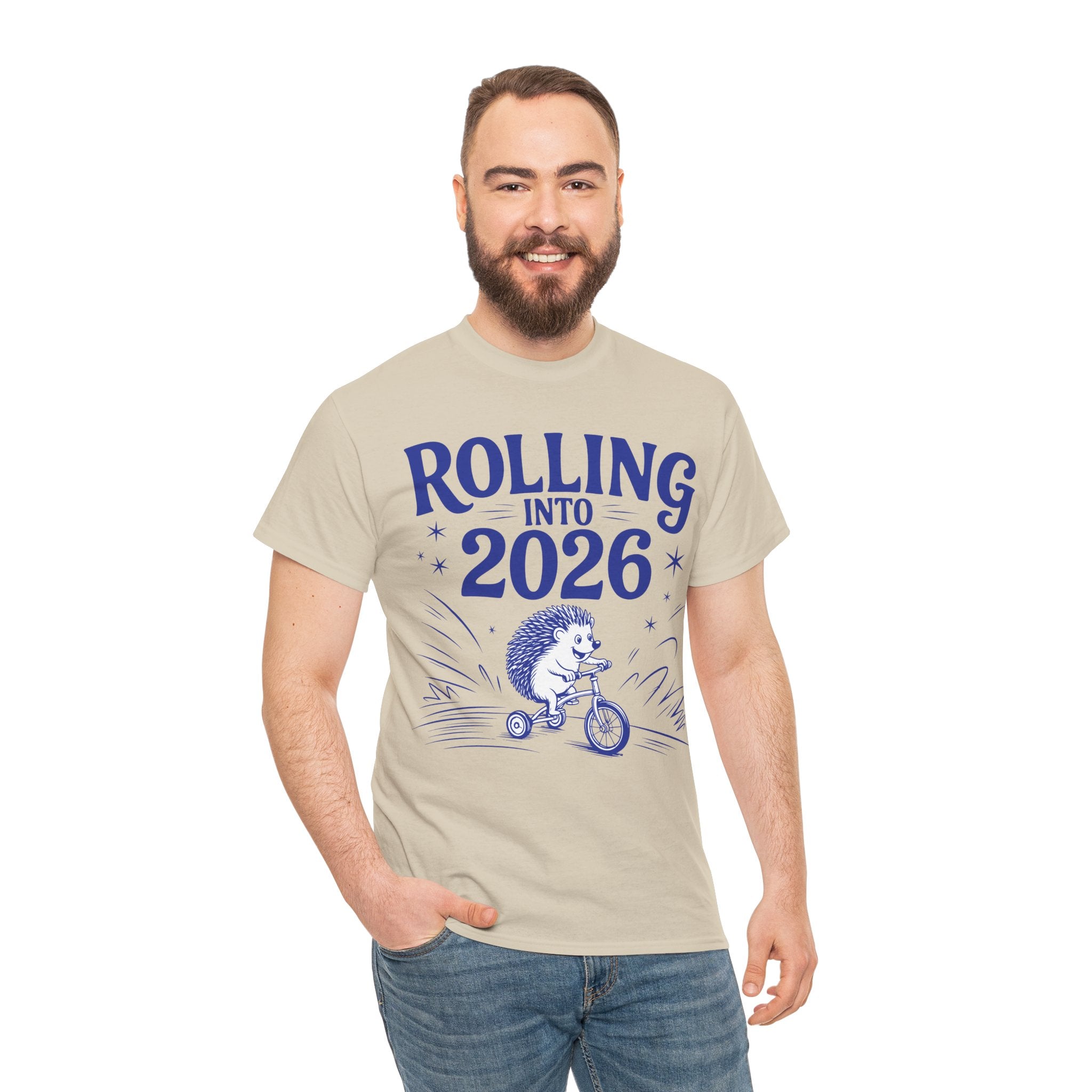 Rolling Into 2026 Hedgehog Tricycle Unisex Cotton Tee
