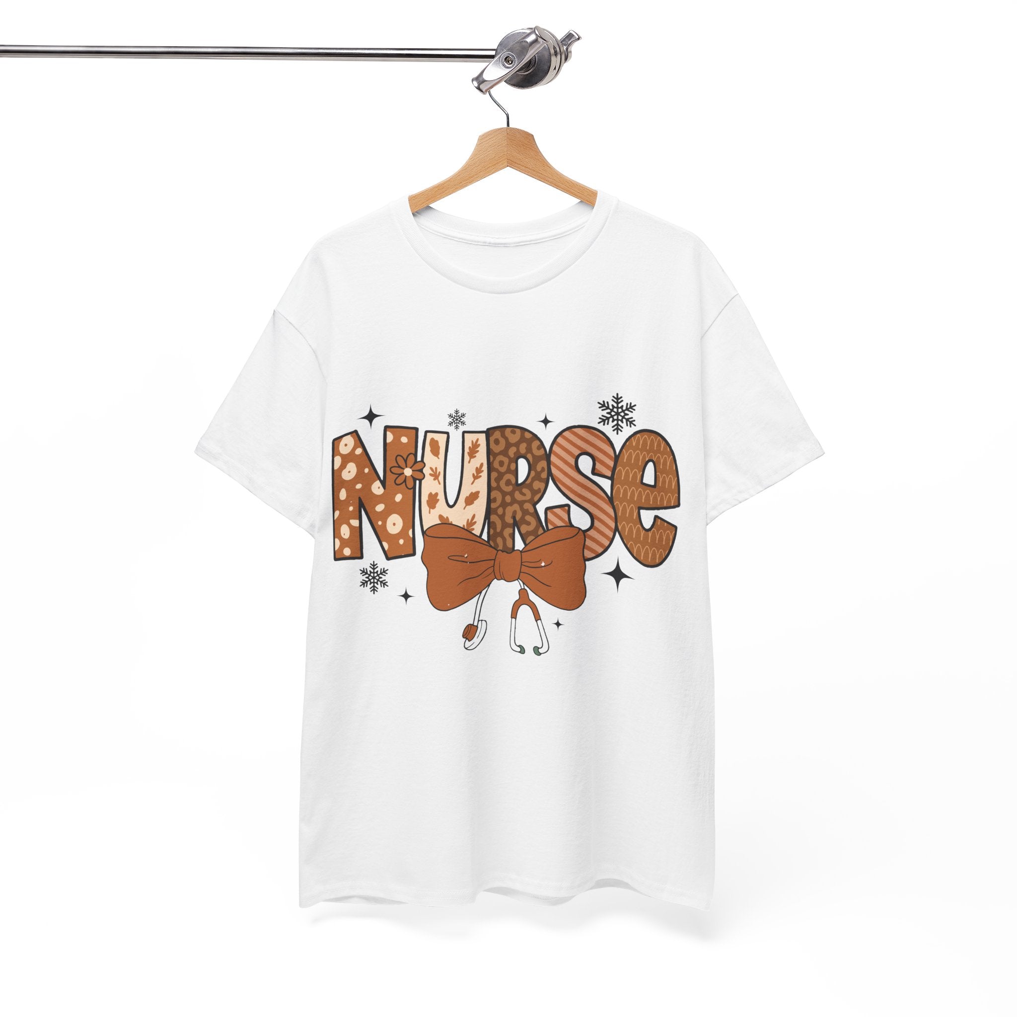 NURSE Fall Stethoscope Tee — Brown Autumn Nurse Unisex CottonT shirt