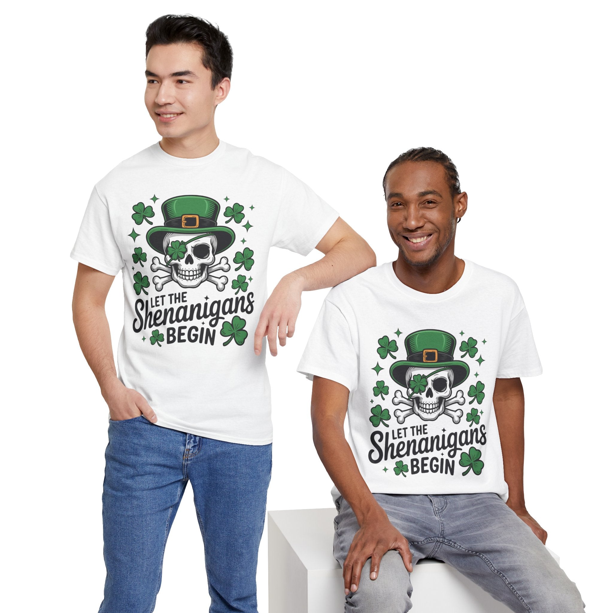 Let the Shenanigans Begin — Leprechaun Skull Unisex Cotton T-Shirt