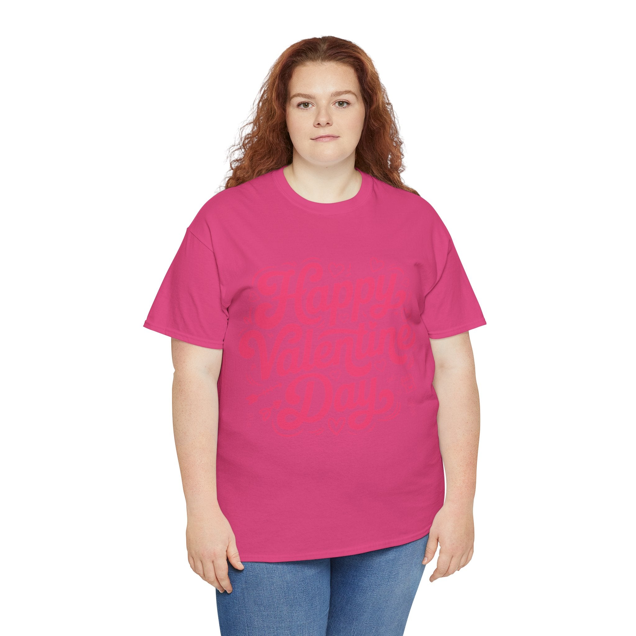 Happy Valentine Day Tee — Pink Heart & Love Icons Valentine's Unisex Cotton Shirt