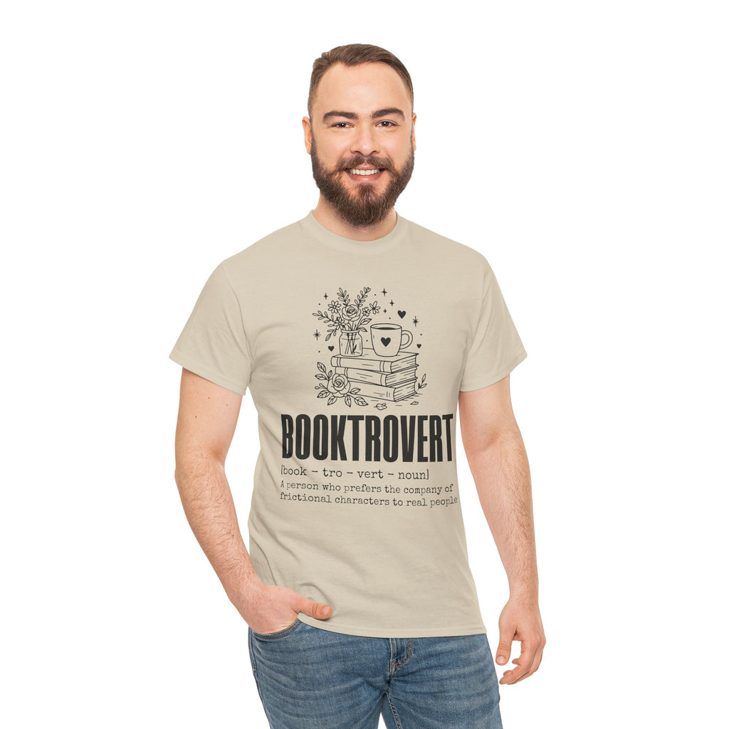Booktrovert Graphic Tee — "Booktrovert" Definition, Books & Coffee Design Unisex Cotton Tee