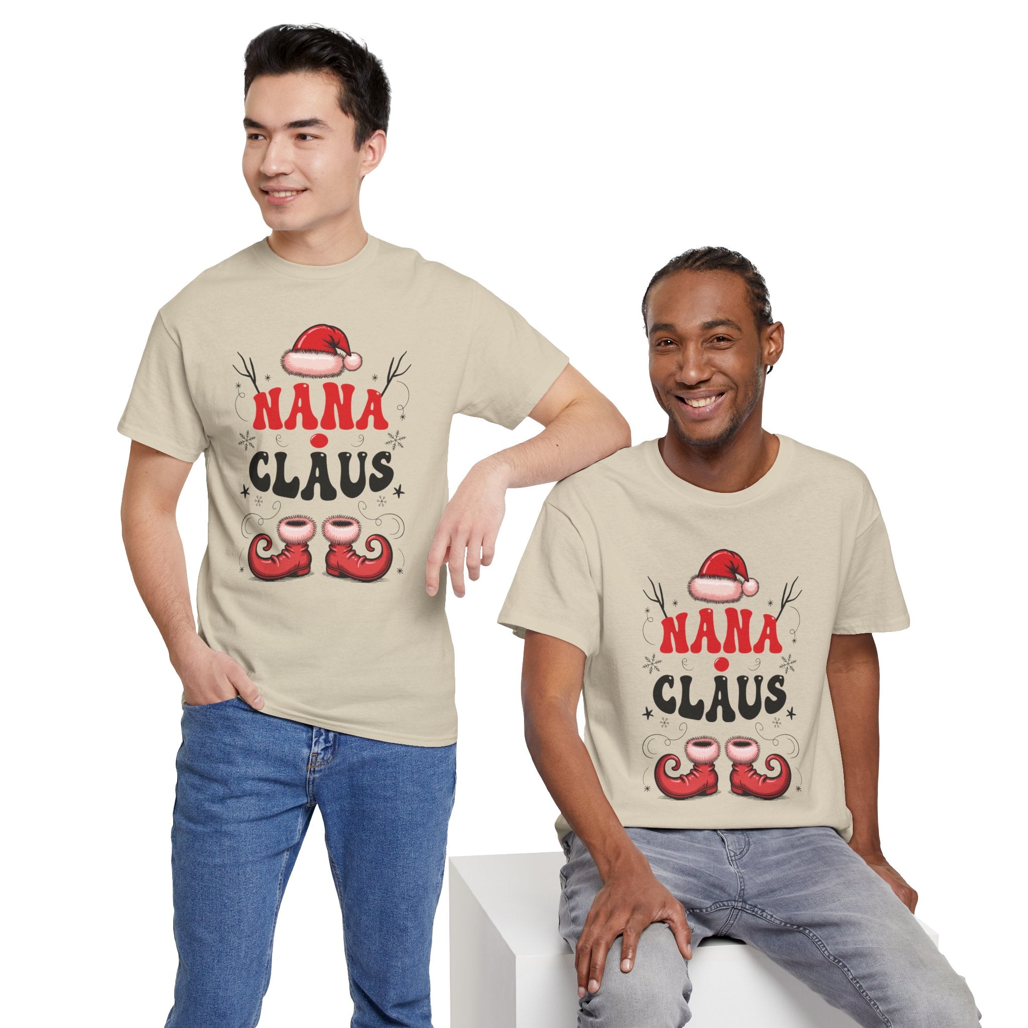 Nana Christmas T-Shirt — Santa Hat & Elf Boots Holiday Unisex Cotton Tee