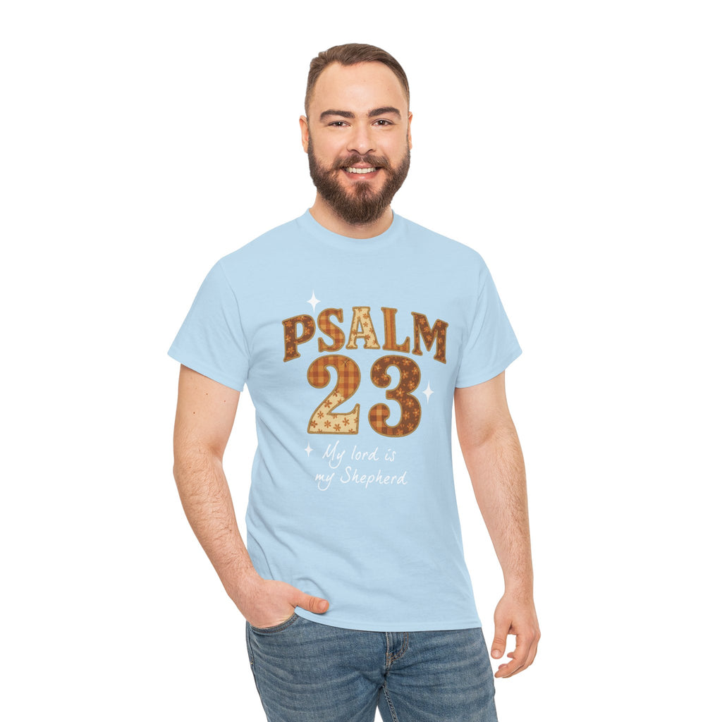 Psalm 23 Floral Tee — “My Lord Is My Shepherd” Stitched-Text Unisex Cotton Tee