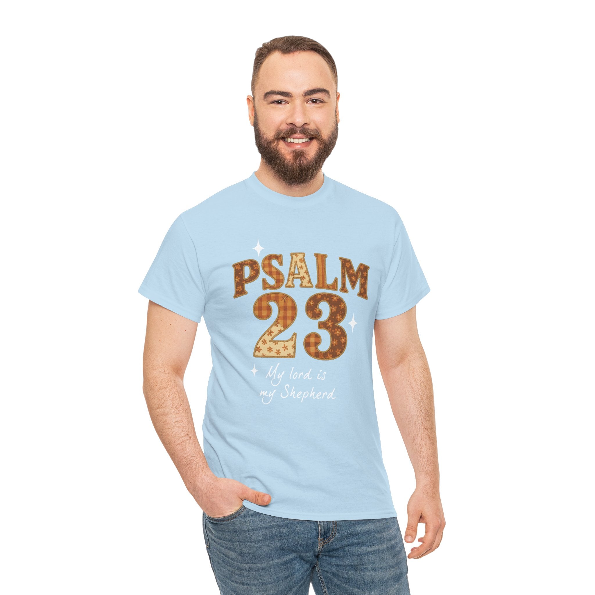 Psalm 23 Floral Tee — “My Lord Is My Shepherd” Stitched-Text Unisex Cotton Tee
