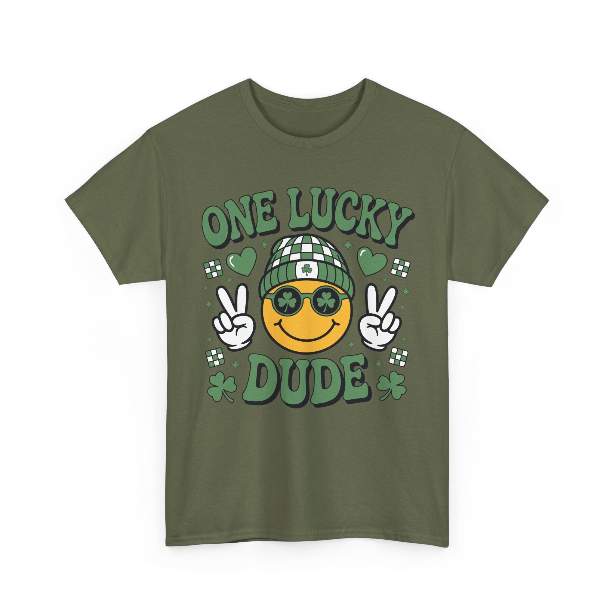 One Lucky Dude Shamrock Tee — St. Patrick's Day Smiley Unisex Cotton Tshirt