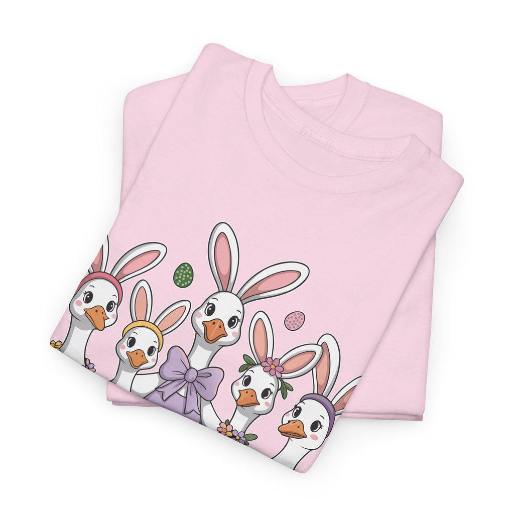 Just an Eggs-cited Goose Easter Tee — Funny Geese in Bunny Ears Unisex Cotton Tee