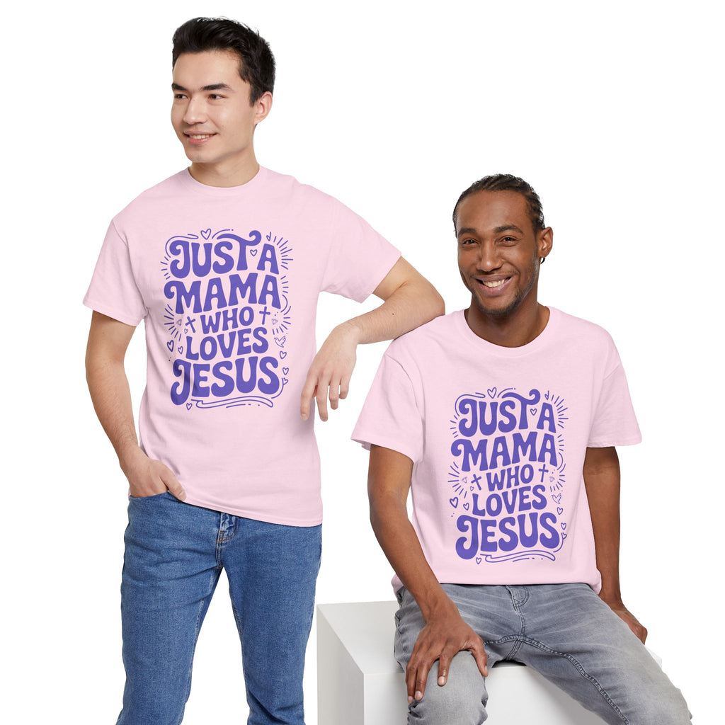 Mama Who Loves Jesus T-Shirt — Bright Green Bubbly Faith Unisex Cotton Tee